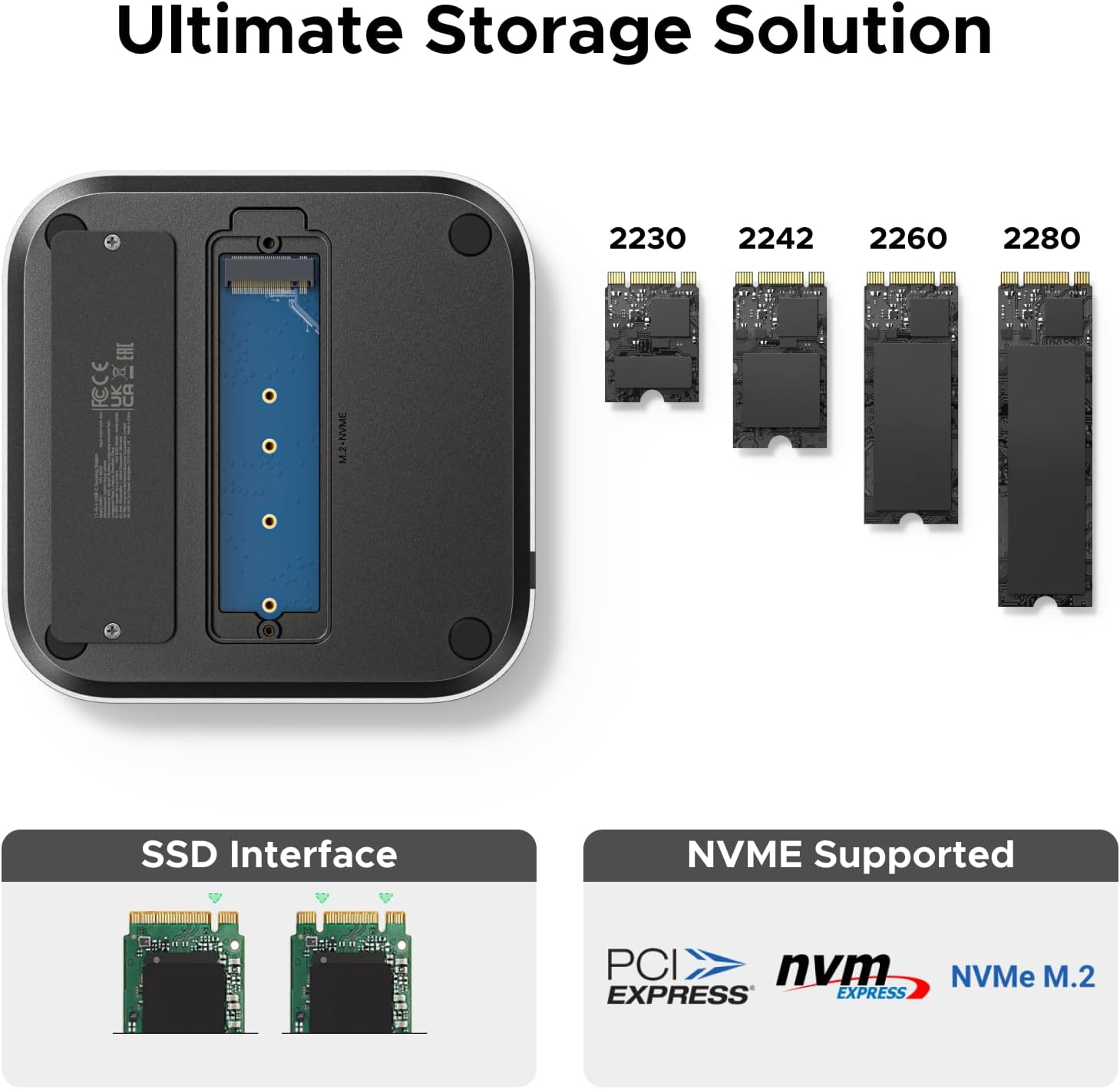 UGREEN Mac Mini M4 Dock, 11-In-1 USB C Hub with 8TB M.2 Nvme Enclosure 10Gbps, 5X USB-A and 2X Type C Data Ports, SD/TF Card Slot, Docking Station & Stand for Mac Mini M4/M4 Pro image number 2