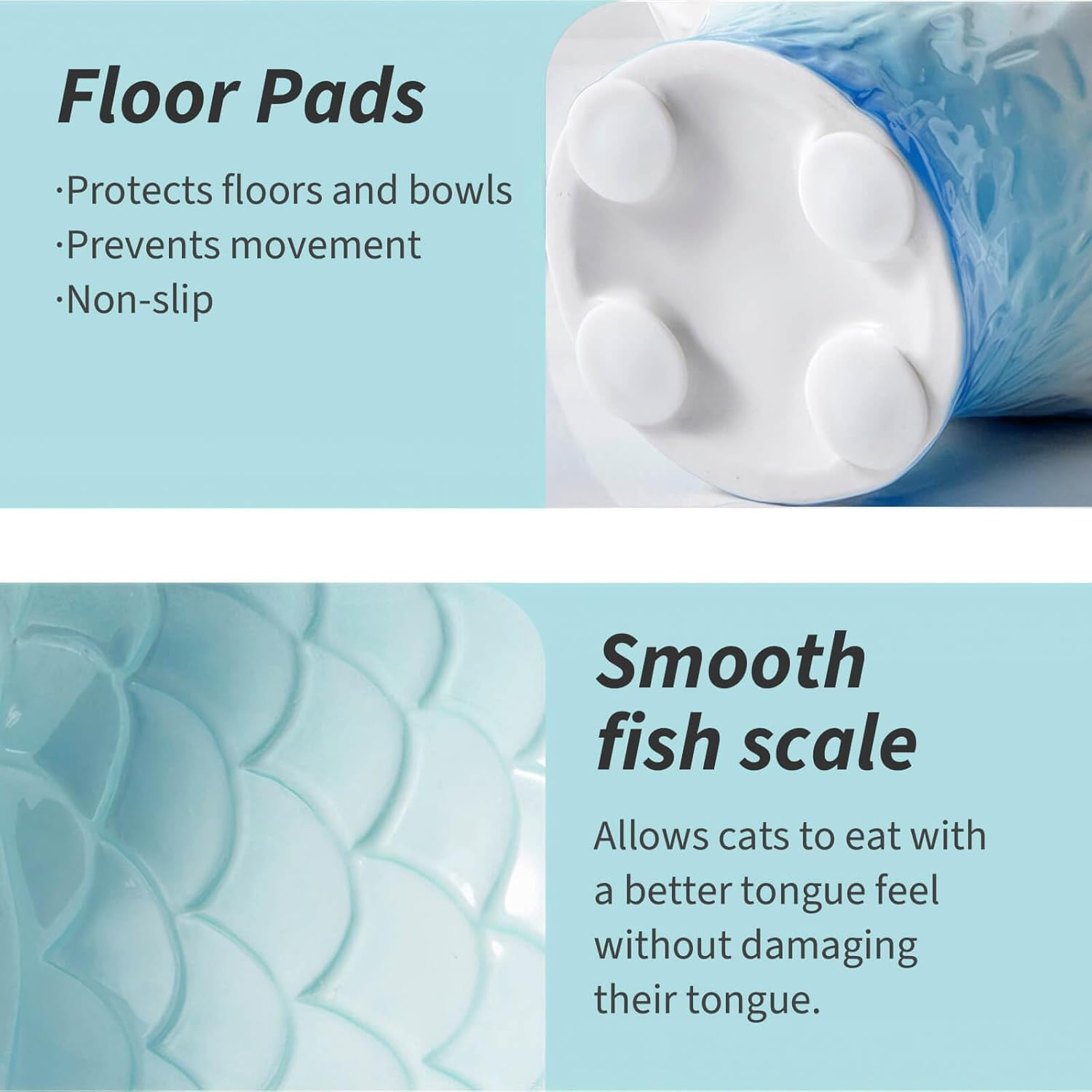 Ceramic Raised/Elevated Cat Food Bowl Set of 2,Ergonomic Cat Feeding Bowls Whisker Friendly,Cute Fish Shape Cat Food and Water Bowl Tilted Cat Bowls for Indoor Cats (Pink, Green) image number 4