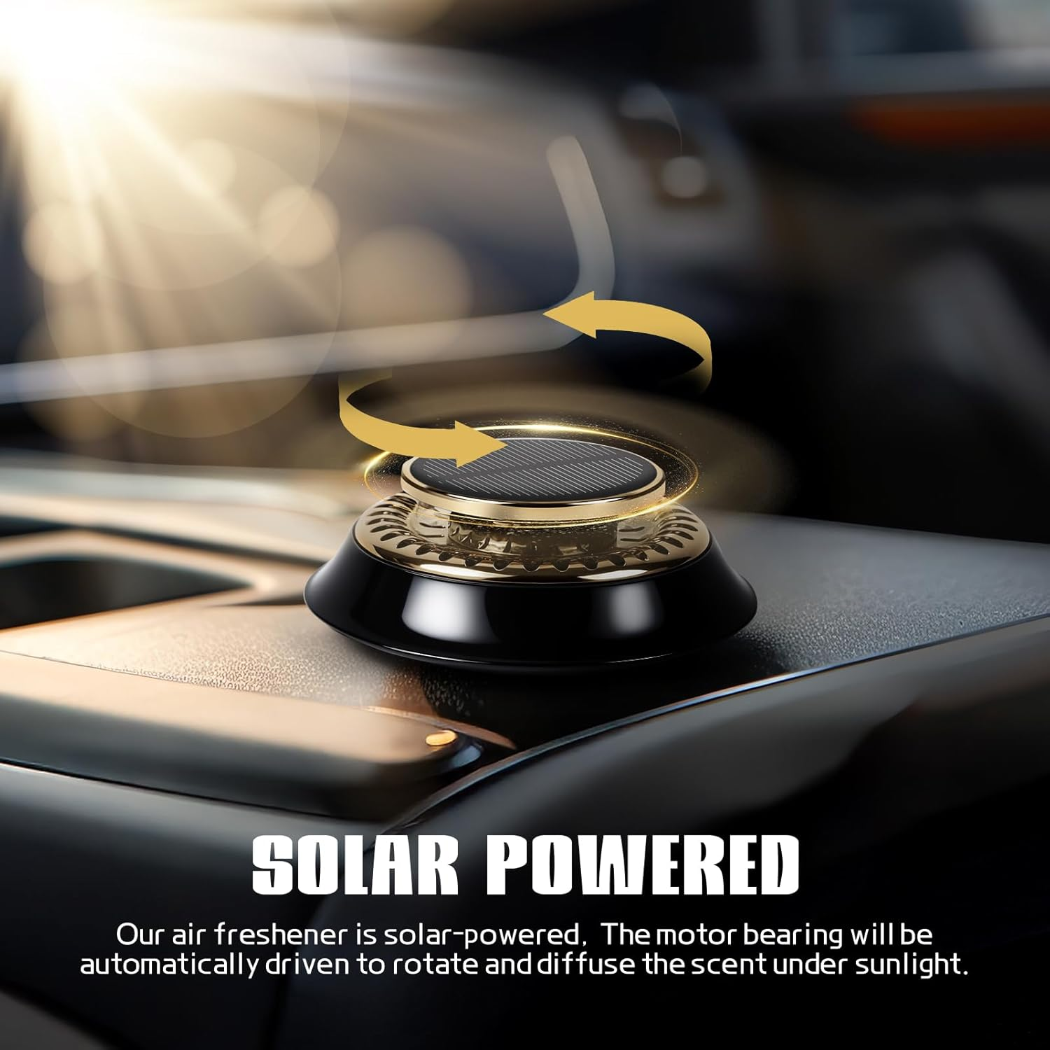 Wuyaoyao Car Air Freshener, Rotating Solar Energy Car Fragrance Diffuser, Long Lasting Automotive Scents Air Freshener Diffuser, Mini Aromatherapy Air Purifier for Most Vehicles (Black, Cologne) - White image number 3