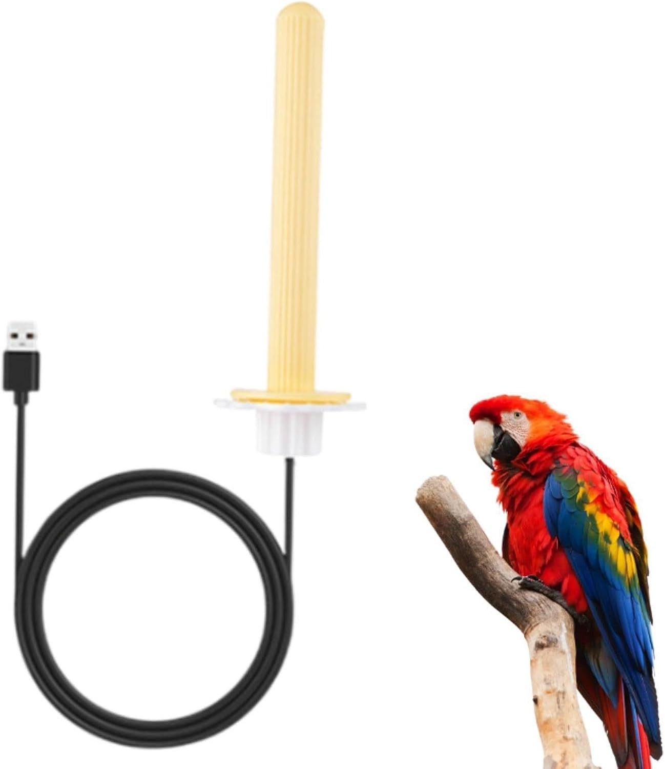 Heating Bird Perch Parrot Stand, 5V USB Bird Stand Bar Bird Cage Heater for Lovebirds Cockatiels Small Bird Canaries Conures, Yellow - Pink image number 3
