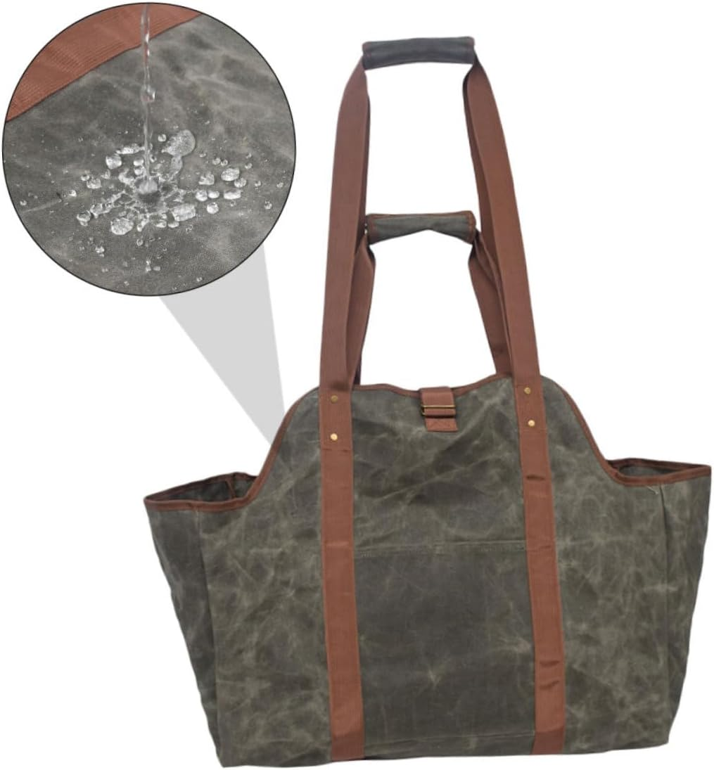 Ciieeo Firewood Tote Bag Handle Large Capacity Canvas Tote for Fire Pit Outdoor Use image number 6