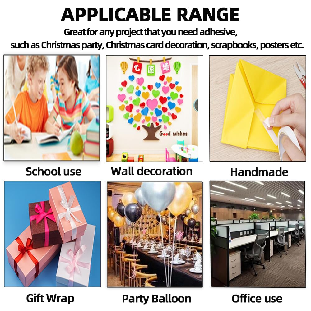 Skycabin 2Rolls Double Sided Adhesive Tape,2 Sided Sticky Tapes for Arts,Diy Crafts,Hand Work,Gift Wrapping,Stamps,Card Making,Scrapbooking and Office School Stationery 10Mmx50M/Each Roll image number 4