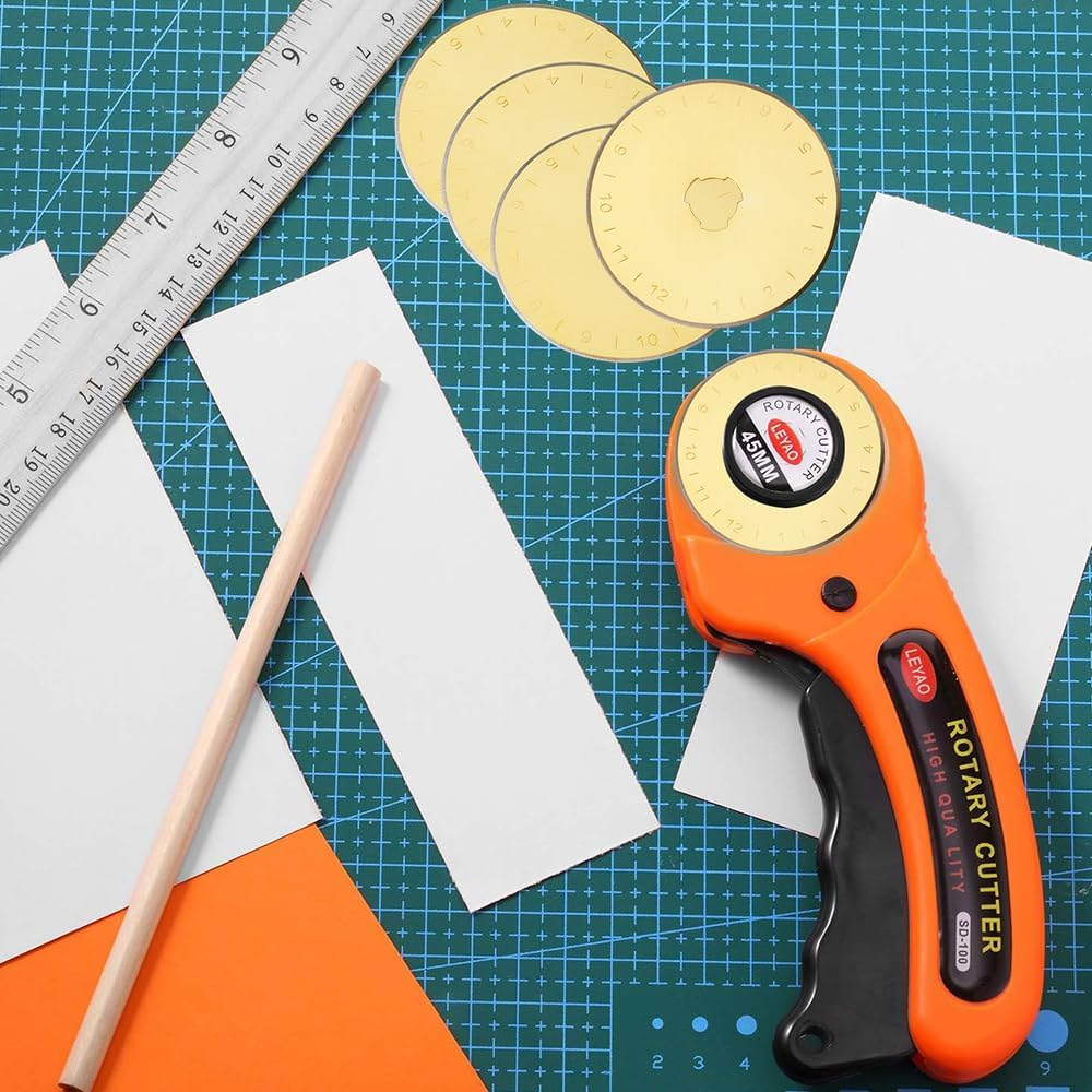 Yakamoz Titanium Coated 45Mm Rotary Cutter Blades, 10 Pack Replacement Rotary Blades for Quilting Scrapbooking Fabric Sewing, Leather, Paper Cutting & Arts Crafts