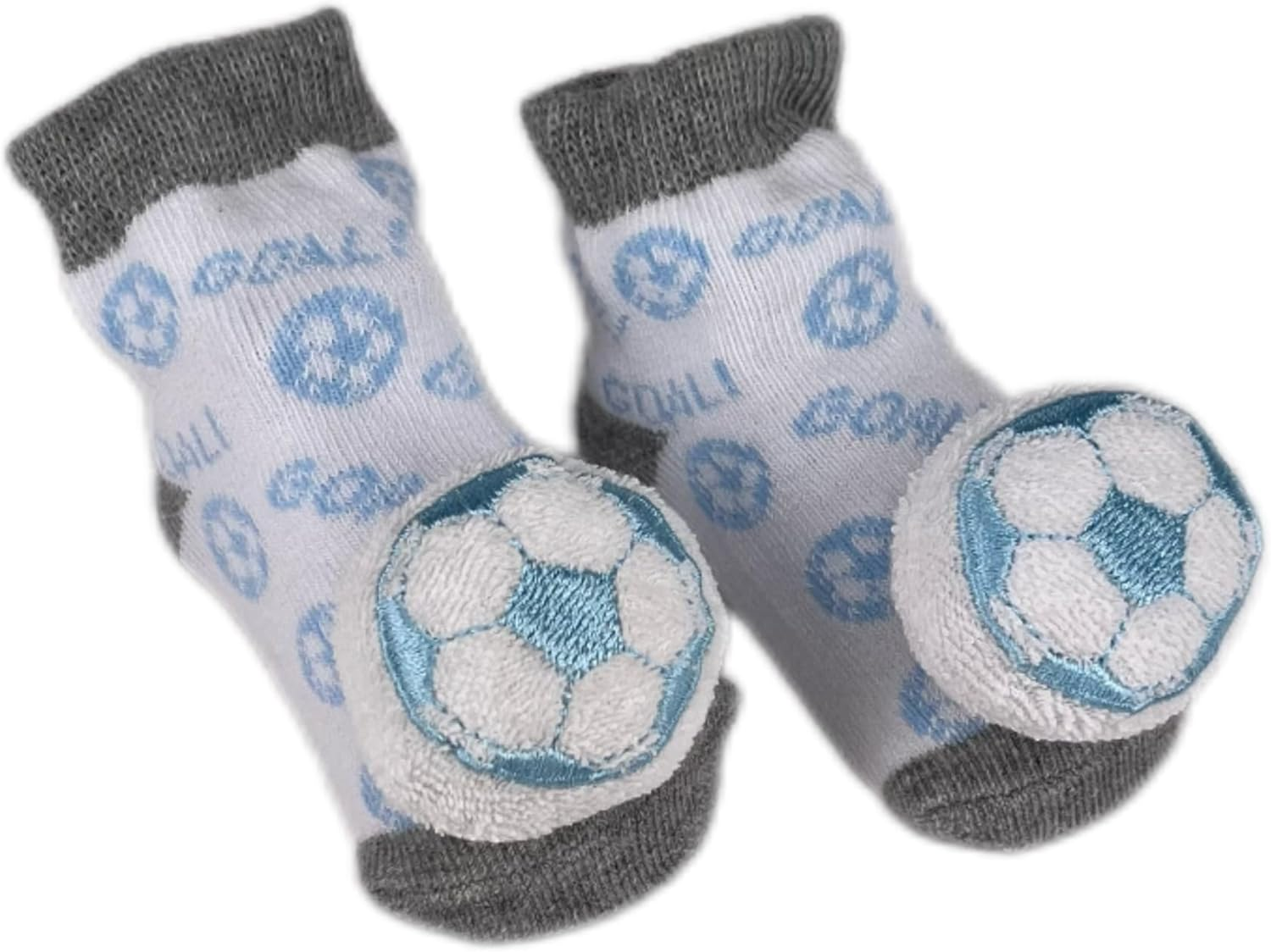 PUPPET Baby Boy Rattle Socks for 0-6 Months 3-Pack Sports Socks Set Baseball Football Soccer Infant Rattle Socks Series image number 1