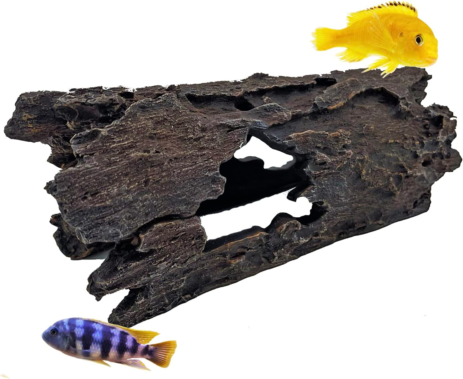Large 35Cm Log Drift Wood Cave Hide Hole Artificial Polyresin Aquarium Ornament Aquatic Model Decoration Fish Tank Marine Decor Ornaments