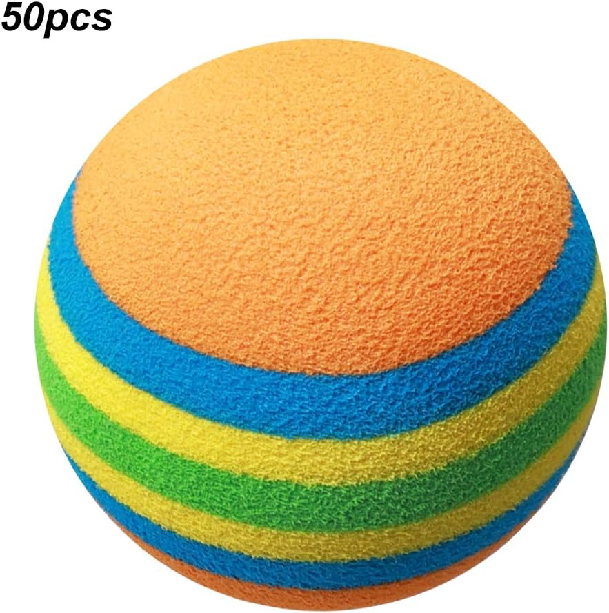 Alvinlite 50PCS Foam Balls for Cats, Rainbow Cat Toy Ball, Soft & Safe, 1.38 Inch, Indoor Play image number 4