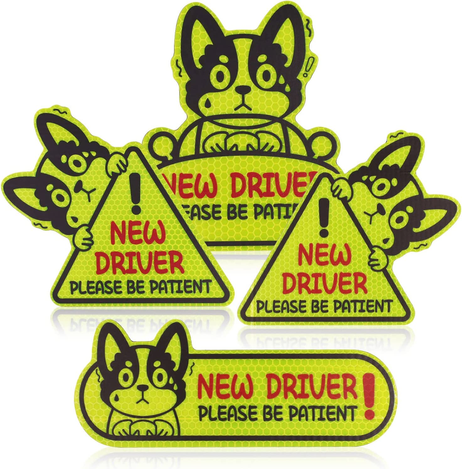 Set of 4 Reflective New Driver Magnet for Car New Driver Sticker Please Be Patient Sign Keep Distance Sticker Decal Automotive Magnets Safety Sign Car Bumper Magnet Vehicle Sign image number 3