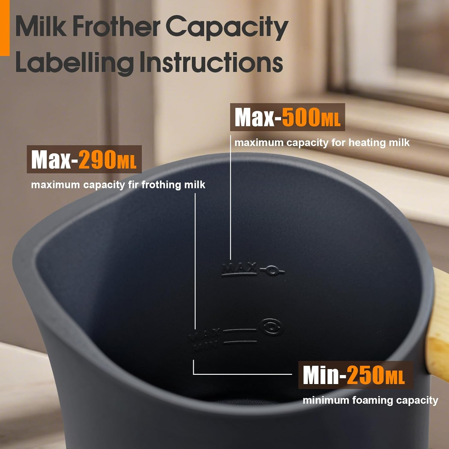 Advwin Electric Milk Frother, 4-In-1 Hot & Cold Frothing Coffee Steamer Frother, Digital Display Foam Maker with 500Ml Milk Heating, 290Ml Foam, Perfect for Latte, Cappuccino, and Coffee Drinks | 500W image number 5