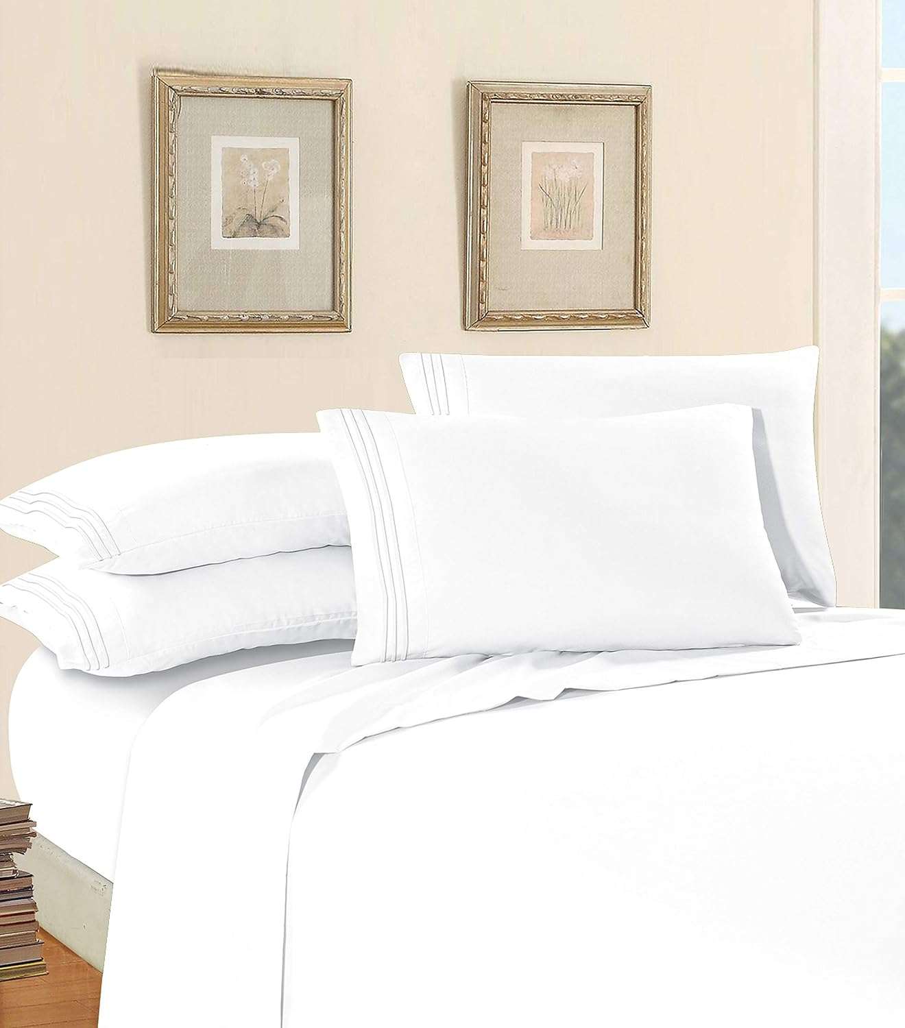 Elegant Comfort Luxury Soft 1500 Thread Count Egyptian Quality Wrinkle and Fade Resistant 3 Piece Modern Twin XL White image number 6