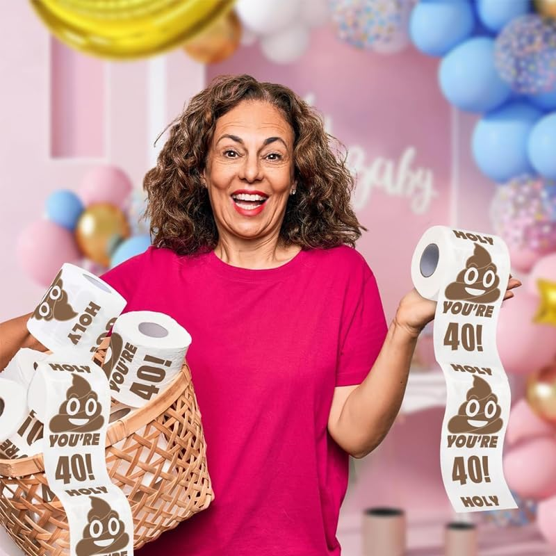 AIMALL Funny Toilet Paper Roll, 40Th & 50Th Birthday Prank Decoration, Humorous Gag for Men and Women, Wood Pulp, 3.74 X 3.94 Inches image number 4