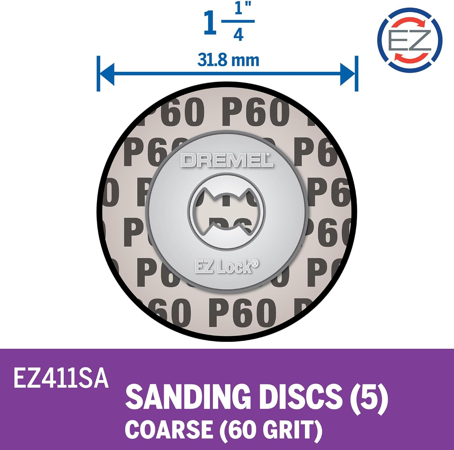 Dremel EZ411SA EZ Lock 60 Grit Sanding Disc image number 3