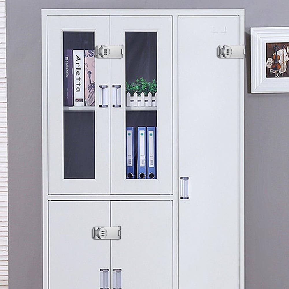 Mechanical Password Combination Rotary Hasp Latch Lock, 10.2 Cm, Keyless Door Security Slide Latch for Doors, Cabinets (Silver) image number 3