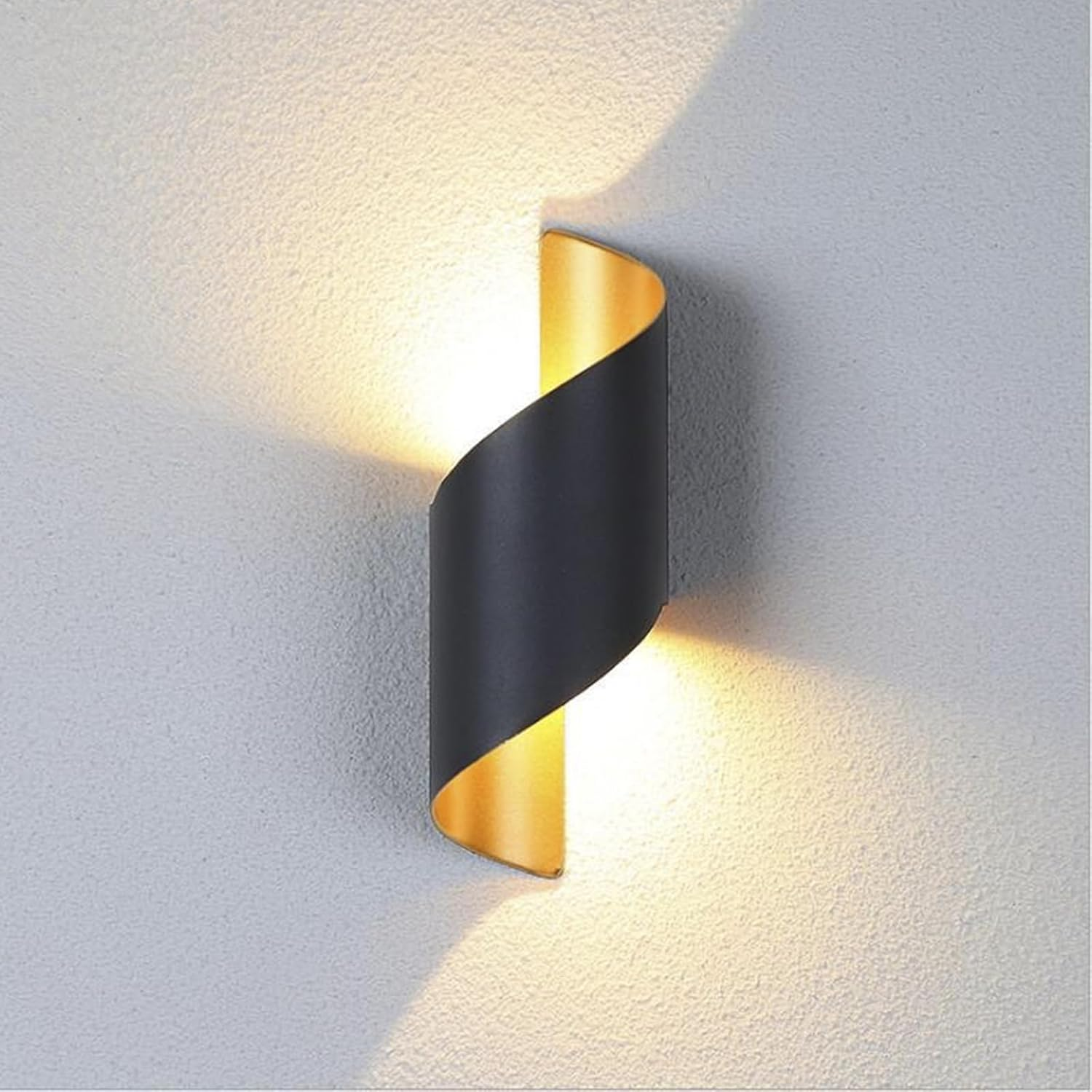 Outdoor Wall Lights,Black Modern Wall Sconce Led Porch Light Spiral up and down Lights Outdoor Warm White Aluminum Wall Light Fixture for Indoor House Porch Garage