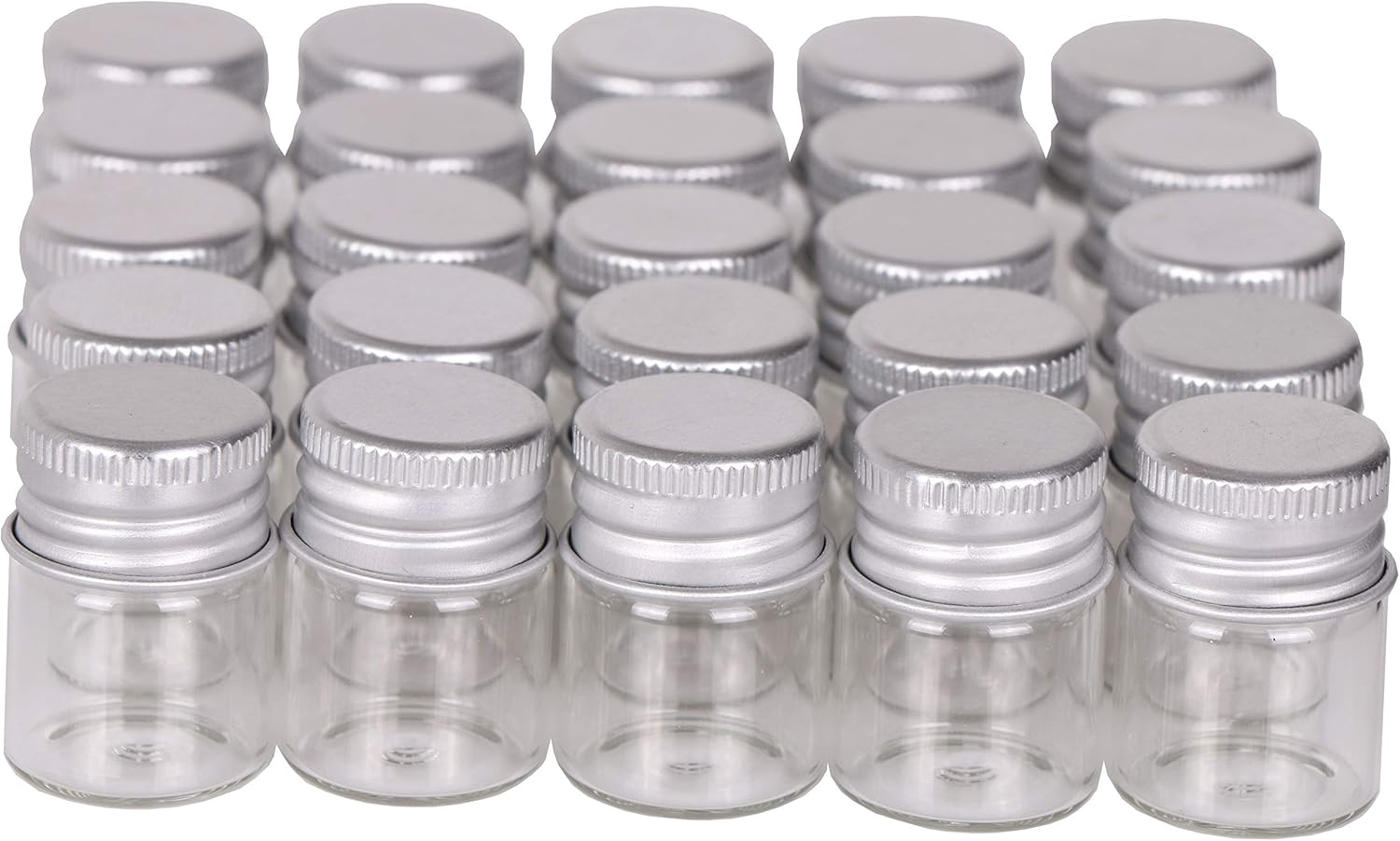 Maxmau 100 Sets Small Glass Bottles with Aluminum Cap Screw Top Lids 5 Milliliter Tiny Vials DIY Art Craft Storage image number 6