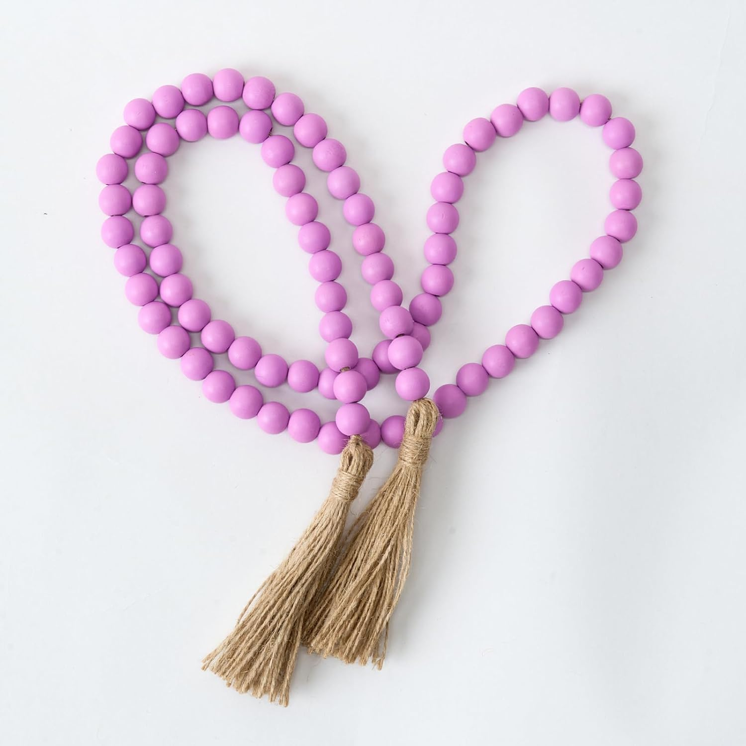 OMISHE 59In Wood Bead Garland with Tassels, Decorative Farmhouse Wall Hanging for Home Festival Decor, Dark Brown image number 5