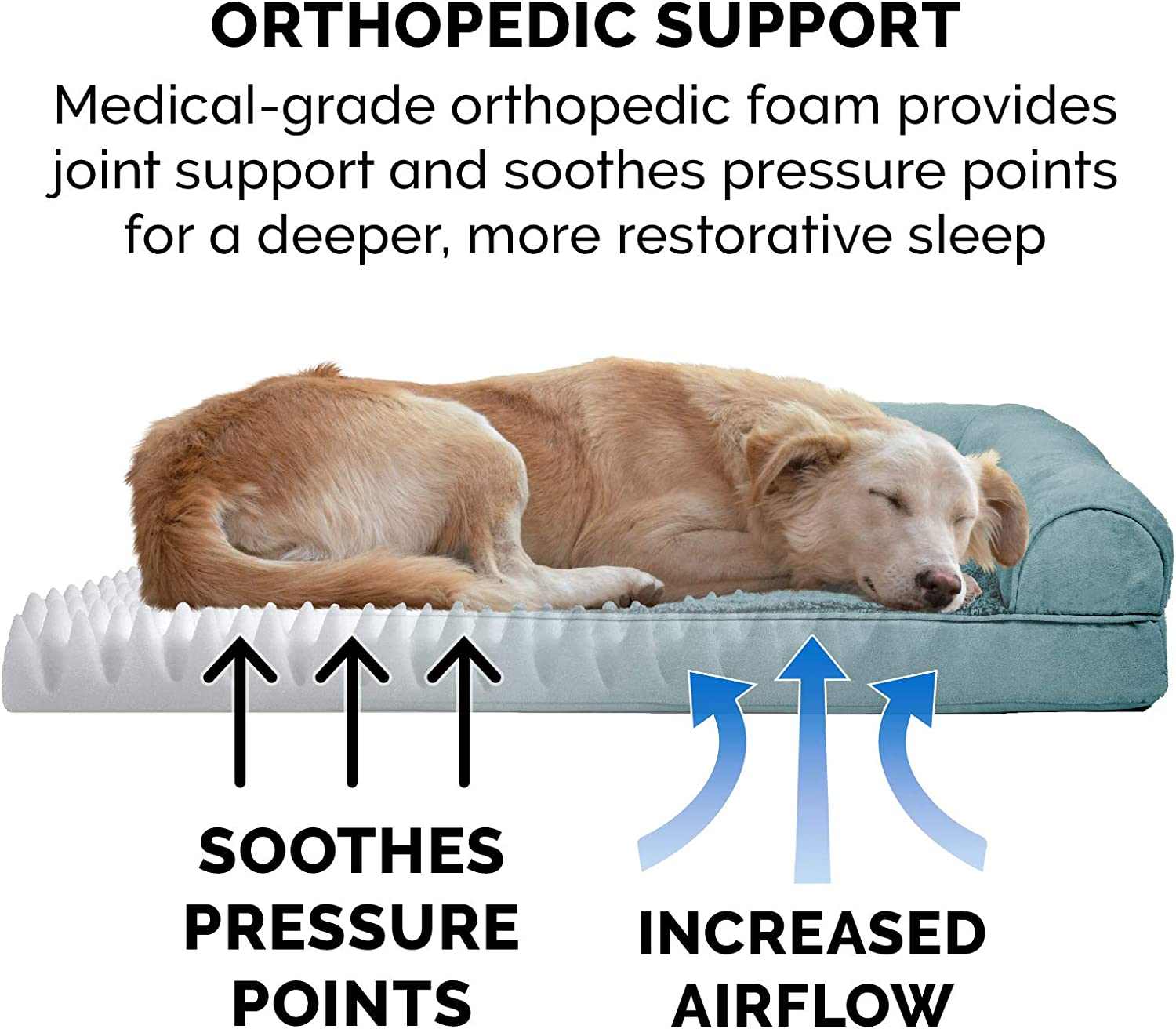 Furhaven Medium Orthopedic Dog Bed Plush & Suede Sofa-Style W/Removable Washable Cover - Deep Pool, Medium image number 5