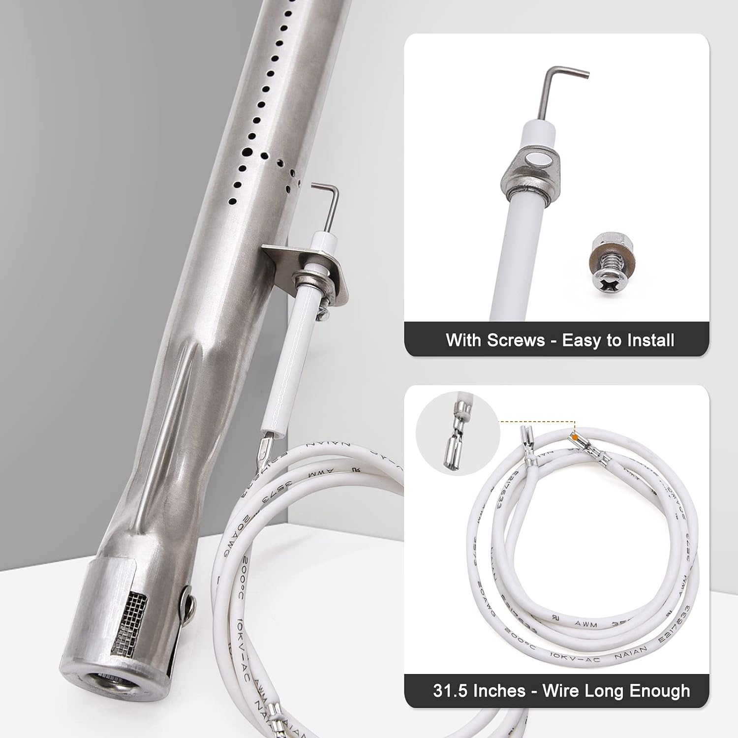 Adviace Grill Parts Kit for Char Griller 5050 5650 3001 5072 3072 3008 5252 3030 300 Replacement Parts, Flame Shields, Burner Pipes, Burner Tube/Flare up Shield Support Kit image number 6