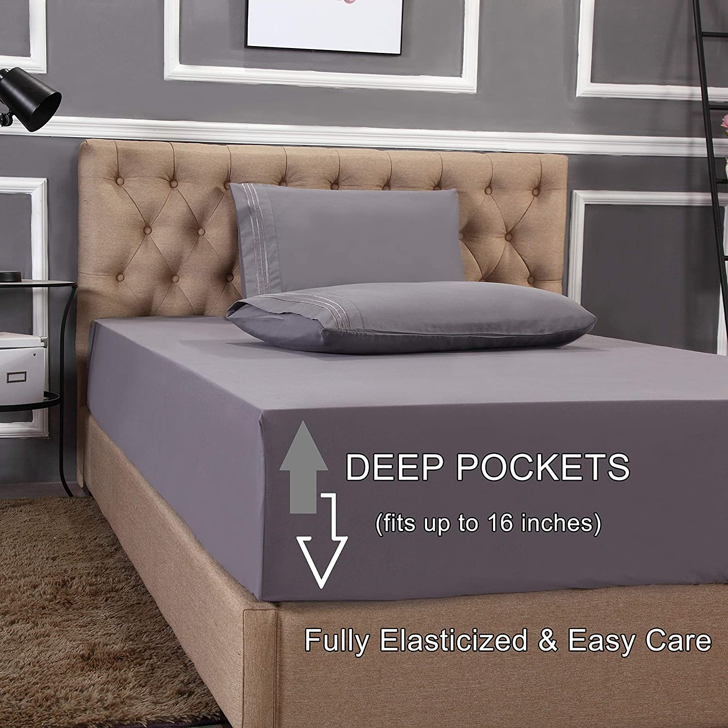 Elegant Comfort Luxury Wrinkle,Fade and Stain Resistant 1500 Thread Count Egyptian Quality 4-Piece Bed Sheet Set, Deep Pocket, Hypoallergenic, Queen Size, Red