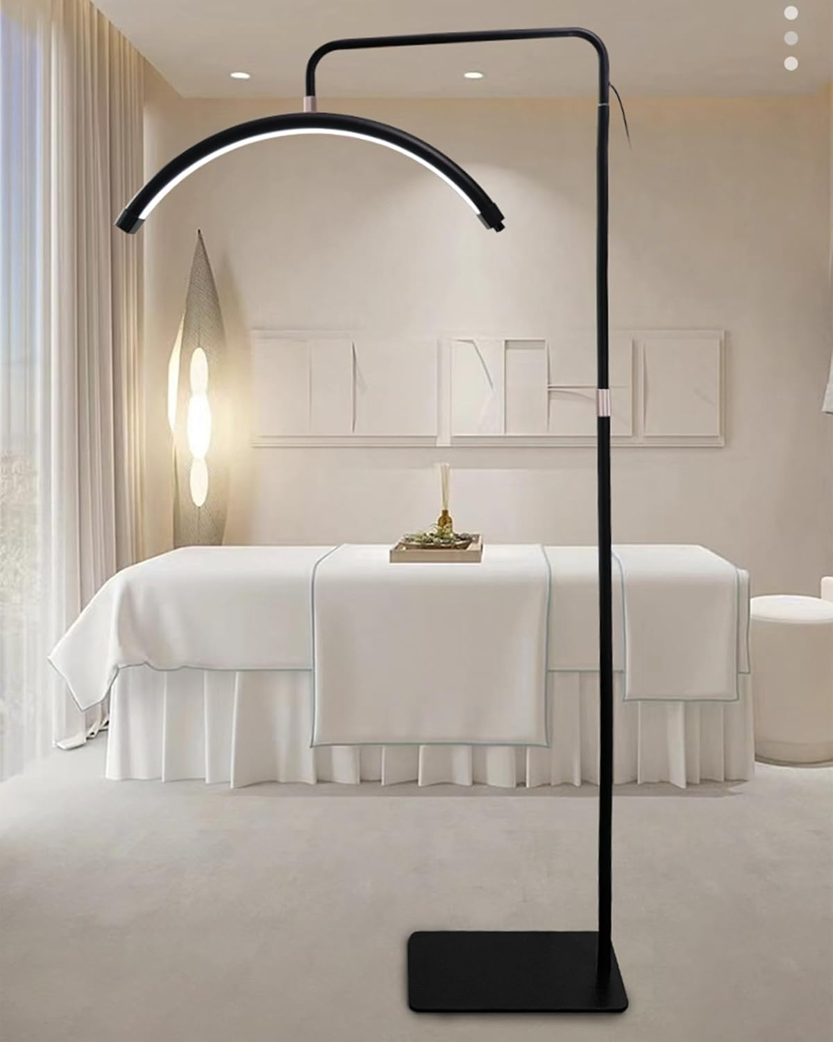 Lash Light for Eyelash Tech, Foldable Floor Lash Lamp for Eyelash Extensions, LED Half Moon Light Lash Tech with Phone Holder, Dimmable Esthetician Light for Eyelash/Skincare/Tattoo image number 2