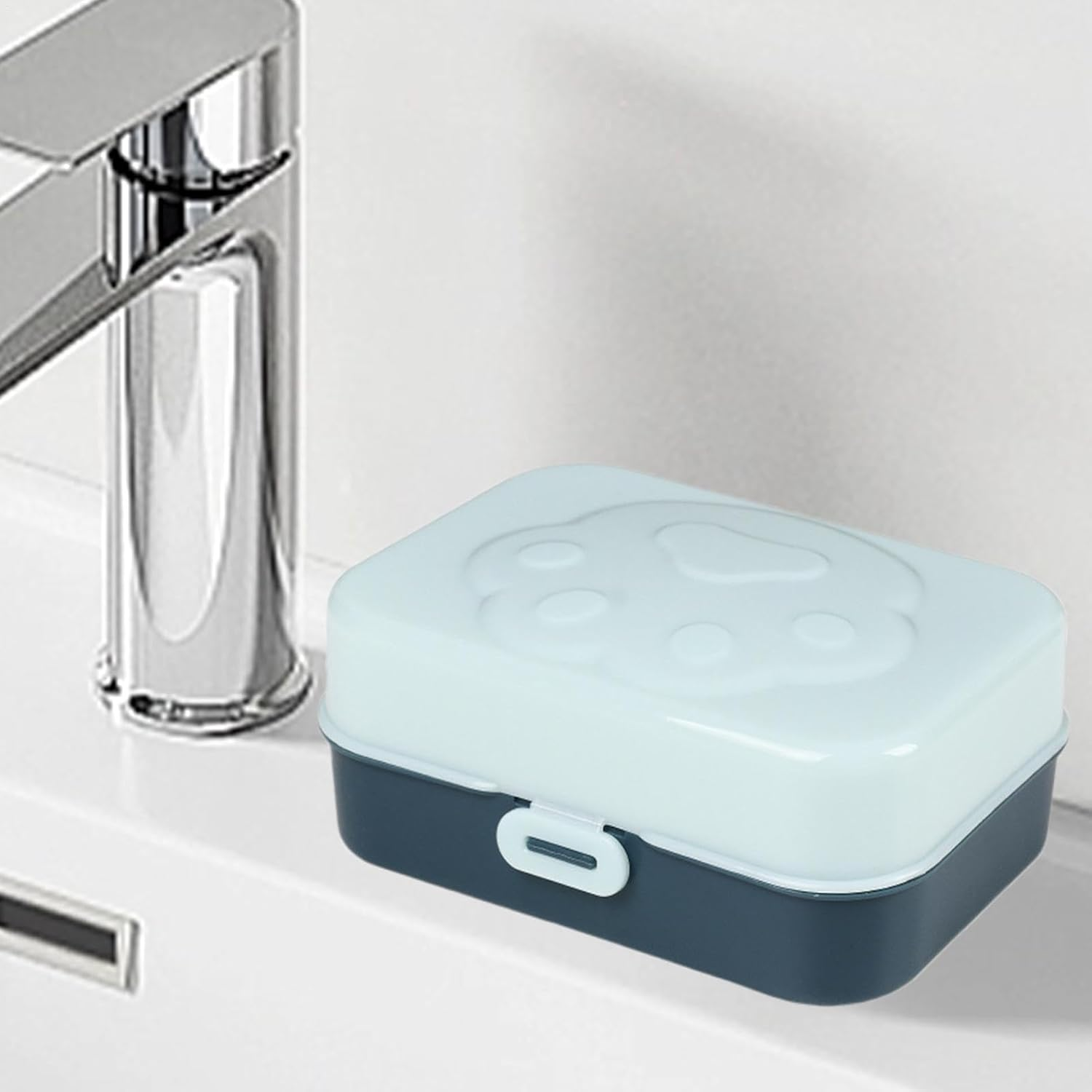 Lueear Shampoo Bar Holder Travel Case | Cleaner Bar Washing Holder | Body Cleaning Bar Drain Box for Gym Cat Paw Design with Sealing Lid