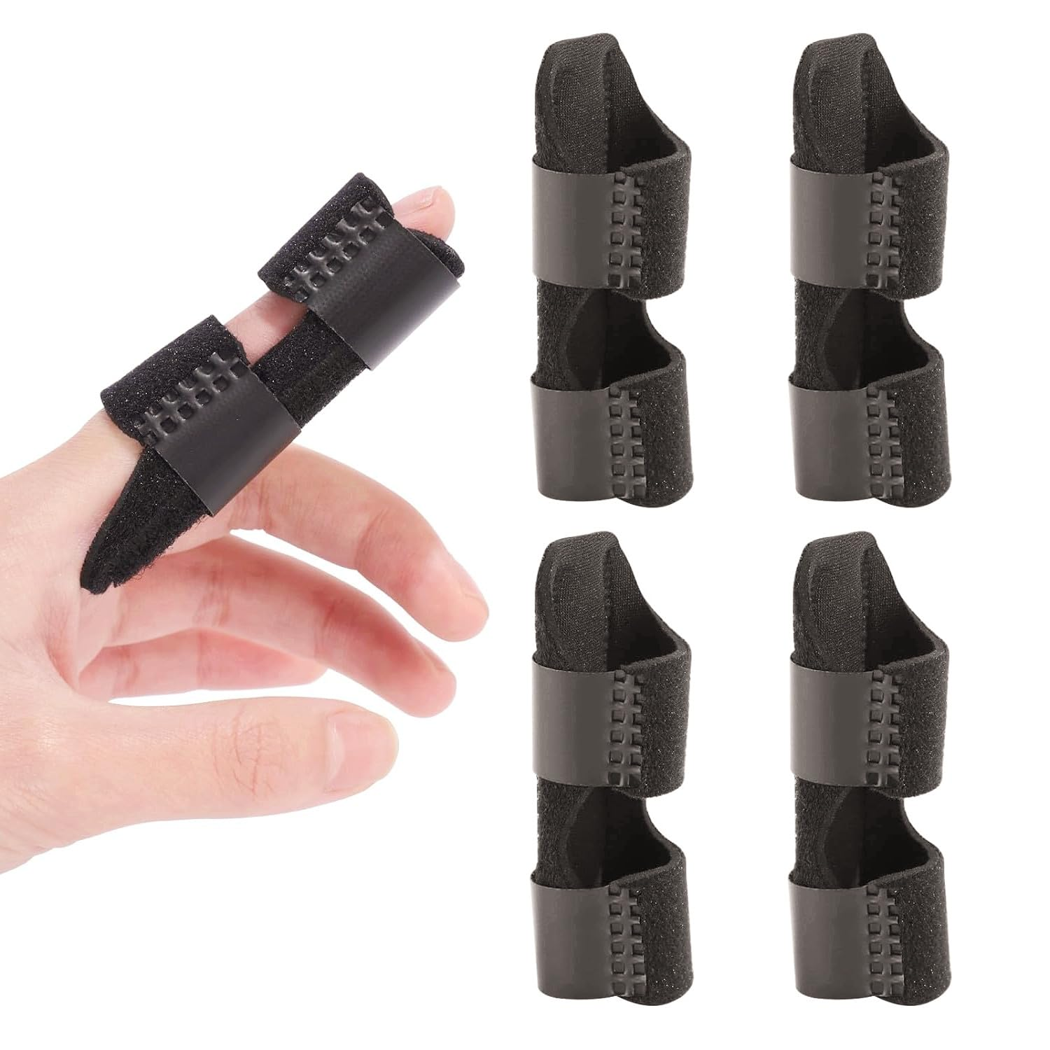 4Pcs Finger Splints, Finger Support Brackets, Finger Splint Broken Finger Stabilizer for Straightening Arthritis Fingers Broken and Strained Arthritis (Black) image number 3