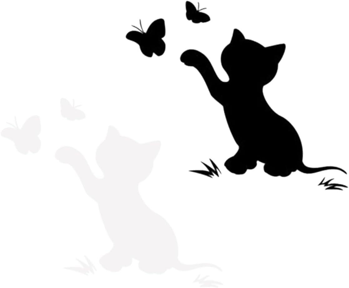 ELAYARD 4 Pcs Flapping Cat Car Sticker Black and White Cover Scratch Pet Material Reflective Effect Stylish Cartoon Decals for Cars Exterior Protection and Decoration image number 1