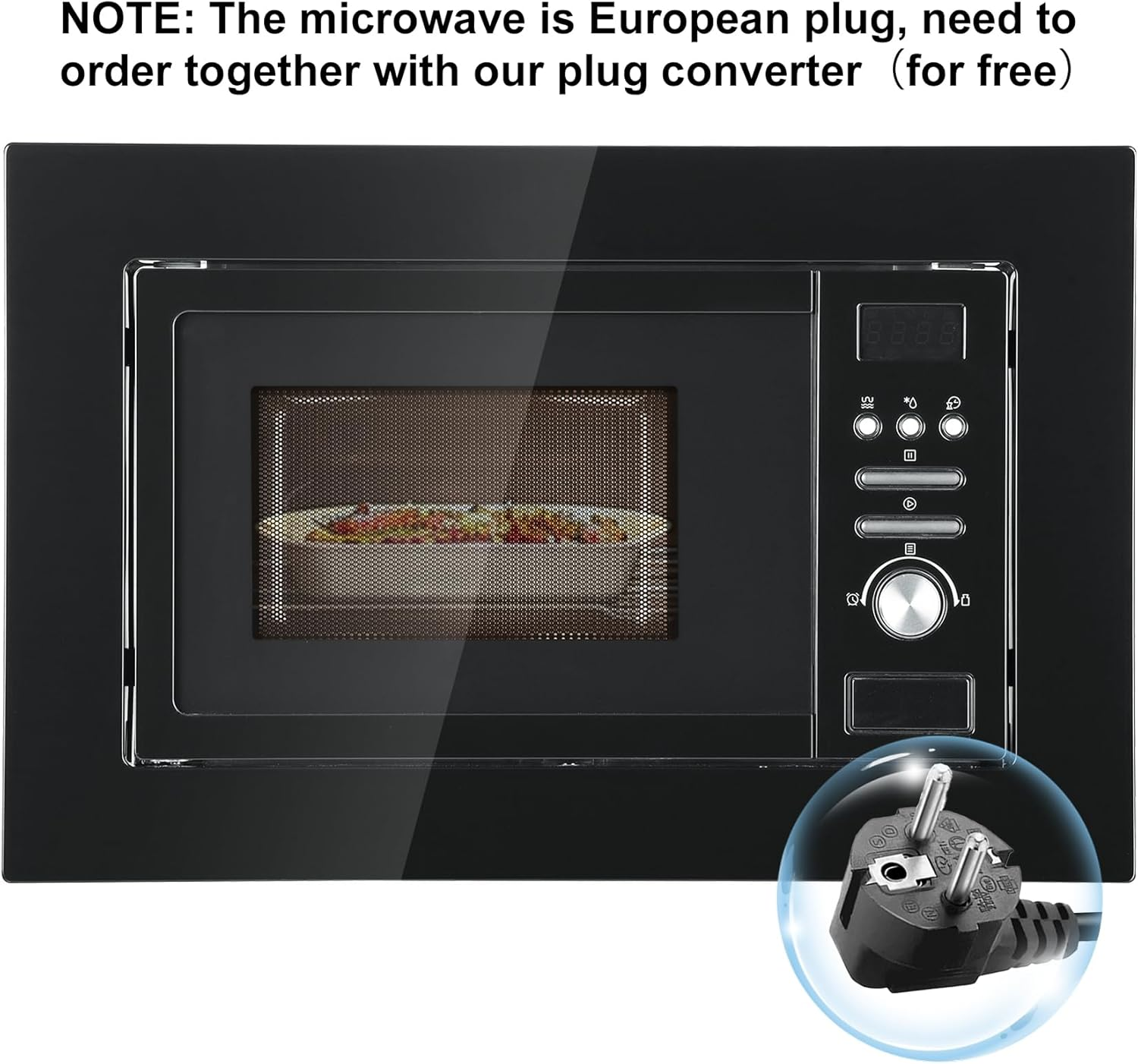 SMETA Integrated Built in Microwave Oven with 20L Capacity, Large LED Display, Frame Included with Auto Defrost, Glass Turntable and 8 Auto Programs High Temperature - in Stainless Steel image number 3
