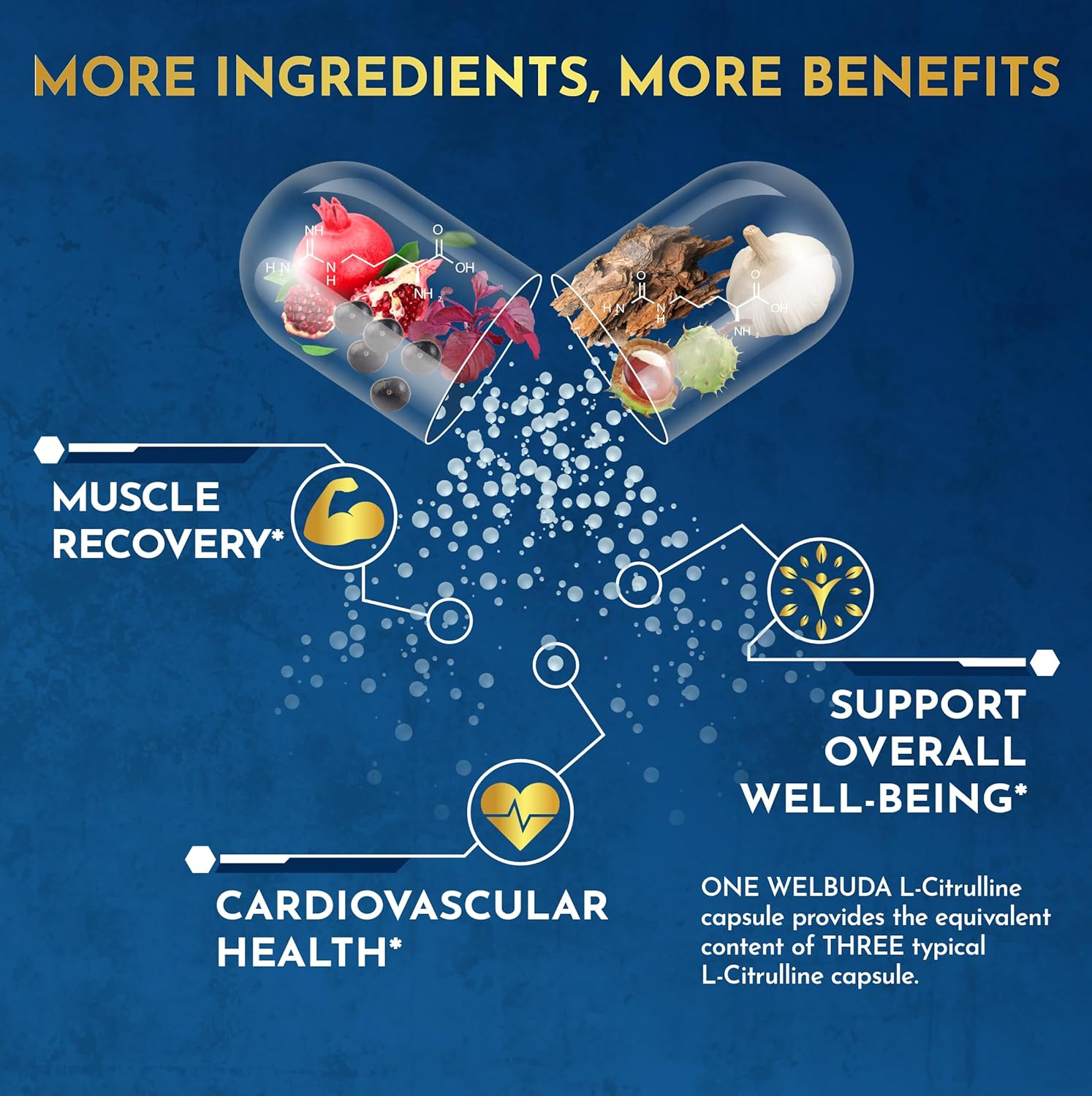 L-Citrulline Capsules 9700Mg - 8 Premium Ingredients with L-Arginine, Garlic, Horse Chestnut, Acai Seed, Pine Bark & More - Support for Muscle, Strength, Heart & Immune - 150 Pills for 75 Servings image number 5