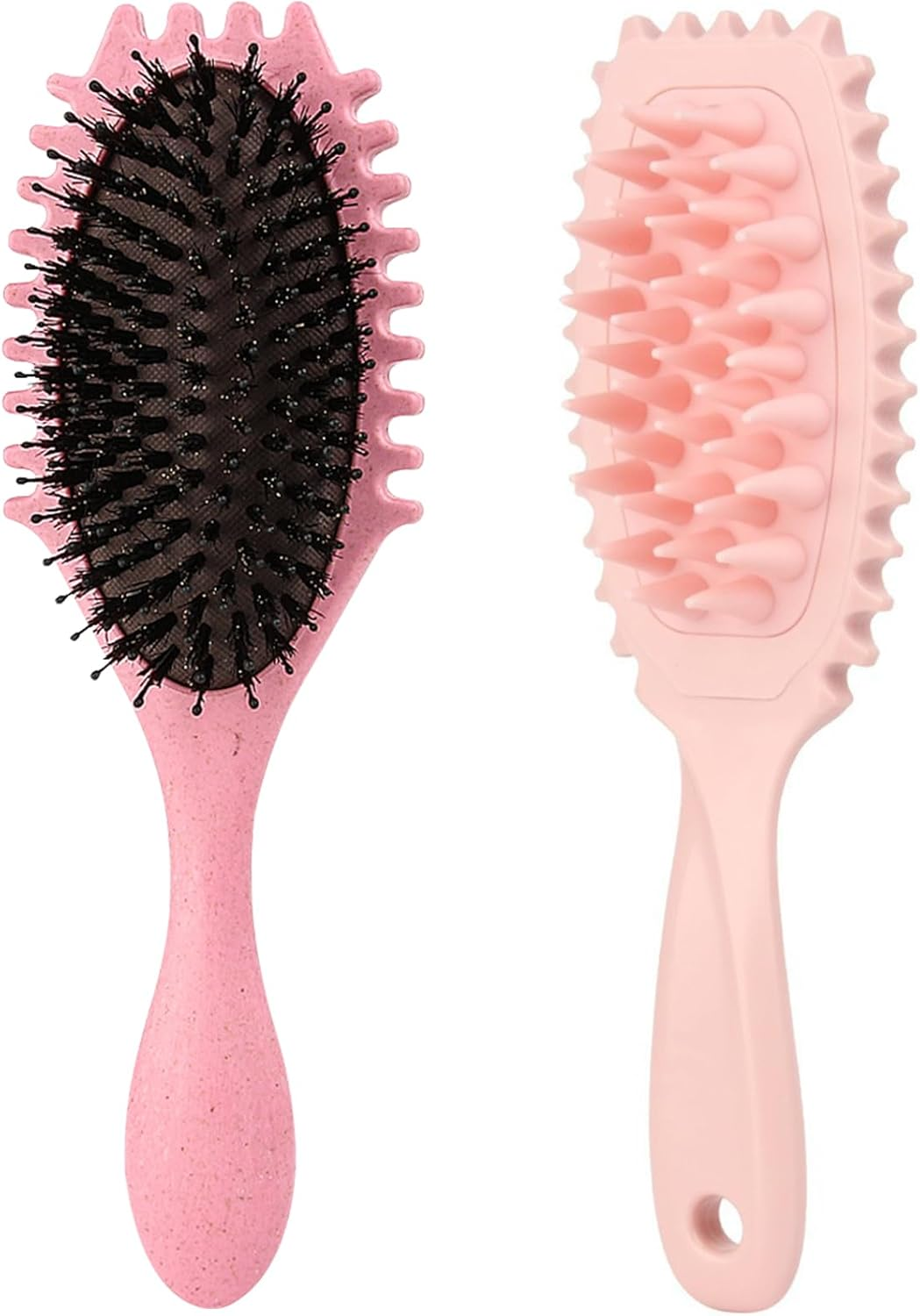 Wesoke Curl Defining Brush & Scalp Massager, Curly Hair Brush for Detangling, Shaping and Defining Curls for Women Men, Long Shampoo Brush with Soft Silicone Bristles for Hair Care Relaxation, Pink image number 4