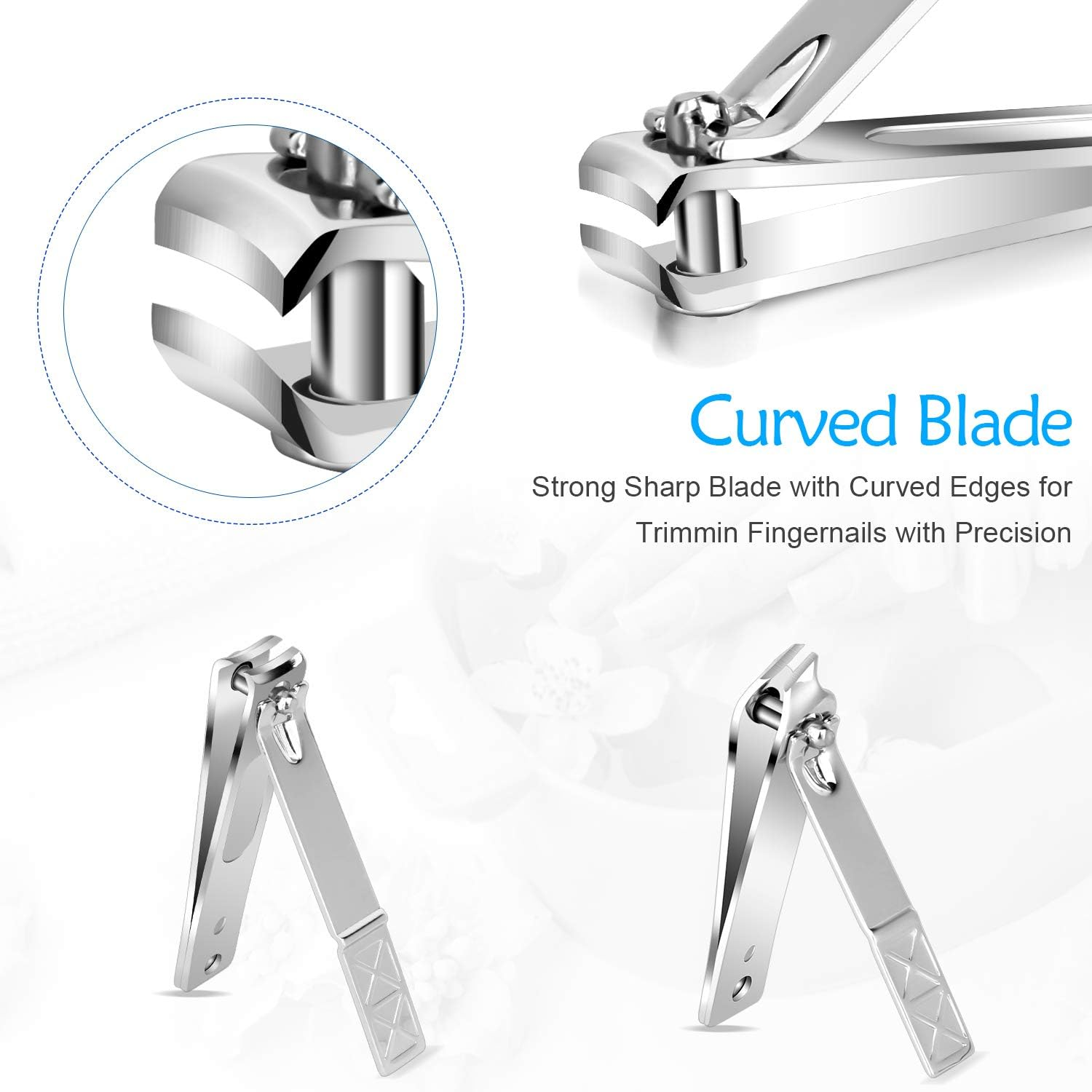 Teamkio Nail Clipper, Classic Style, Blue, Stainless Steel, 18Pcs, Travel Hygiene Kit with Leather Case image number 4