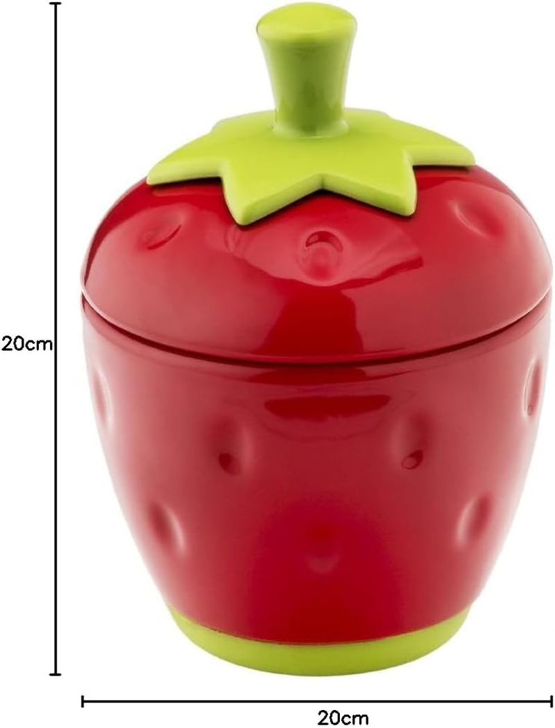 MSC International Strawberry Jam Jar with Spoon, Red/Green