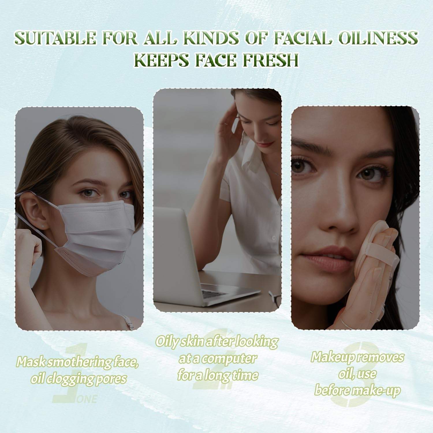 BOROLA Oil Blotting Paper for Face 200 Sheets, Soft Absorbing Pads for Face Shine Control, Portable Oil Absorbing Tissues for All Skin Types, Compact Beauty Accessory for Men & Women(Blue) - Blue image number 2