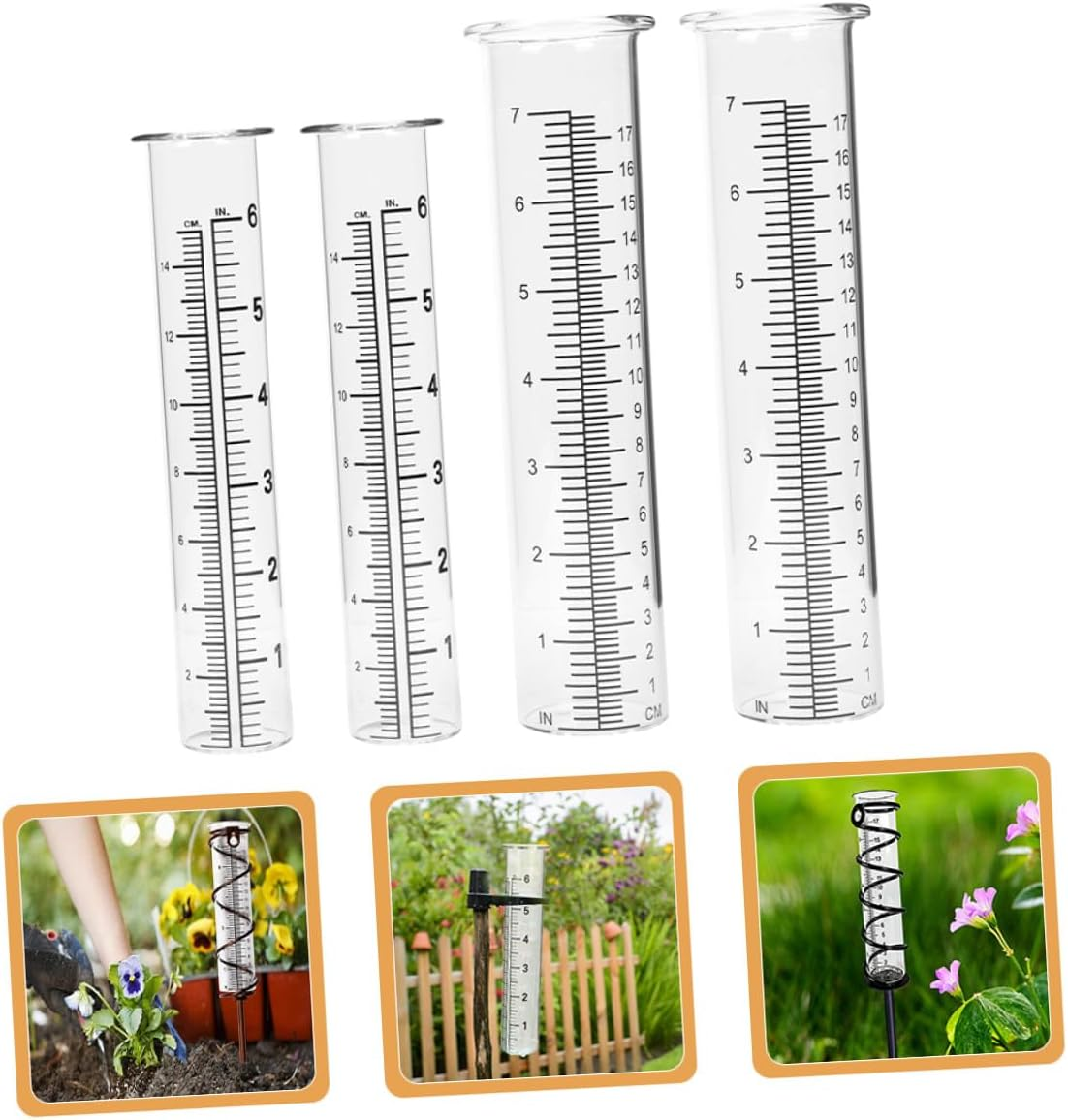 Gadpiparty 4Pcs Professional Glass Rain Gauge Replacement Tubes with Clear Scale Accurate Outdoor Measuring Cylinders for Garden Lawn Easy to Read Numbers Practical Rainfall Measurement Tools image number 1
