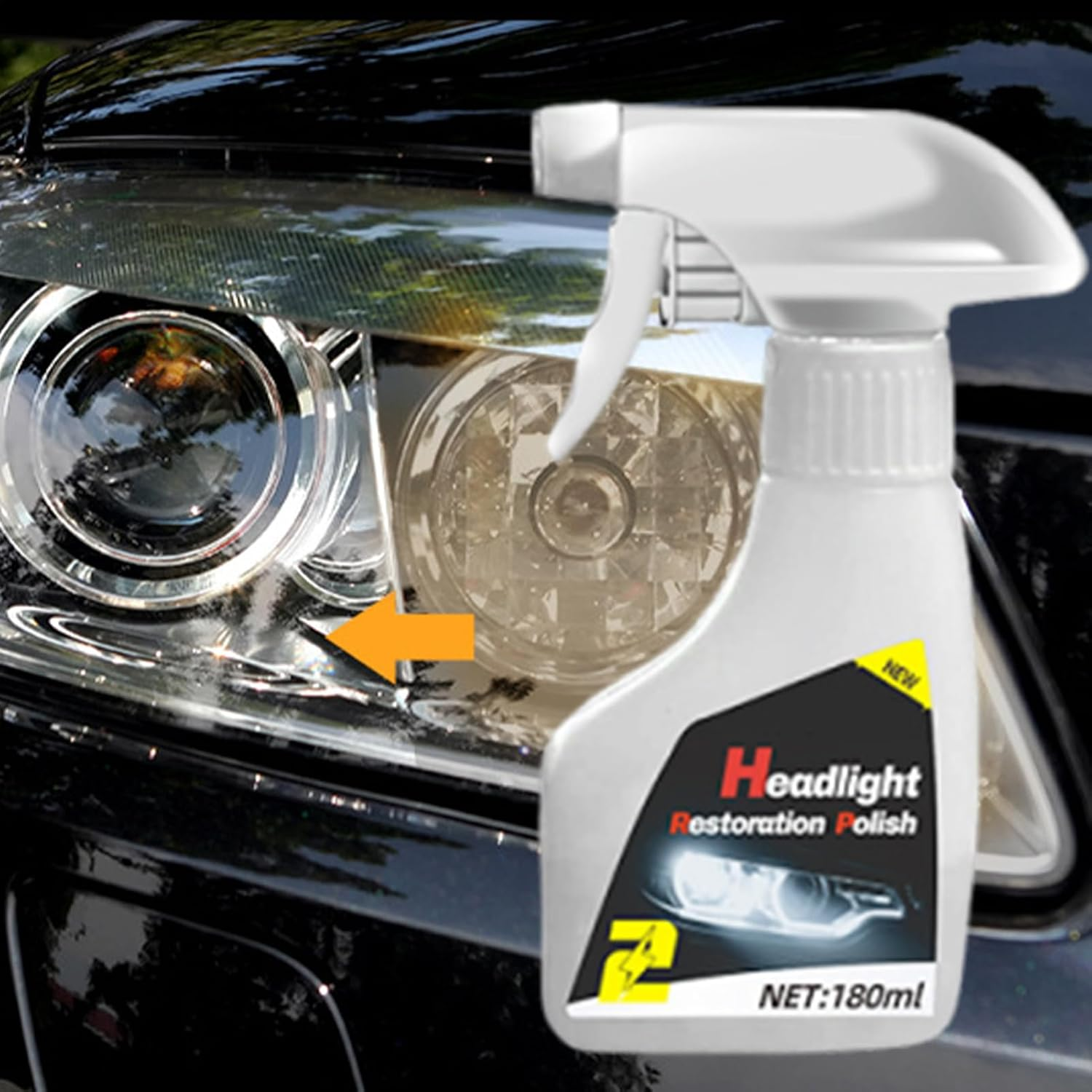 Car Headlight Cleaner,Headlight Polishing Liquid Coating Agent Kit - Automotive Detailing Supplies for Yellowing Blur Recovery Road Trip Truck RV Maintenance Safe Driving image number 4