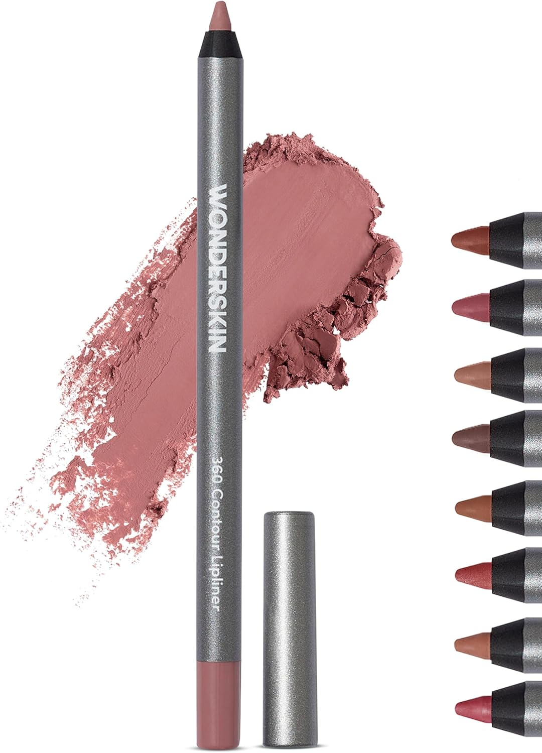 Wonderskin Lip Liner Pencil - 360 Contour Lipliner, Long Lasting, Sharpenable, Waterproof and Transfer-Proof Brown Lip Liner Pencil (Saddle)