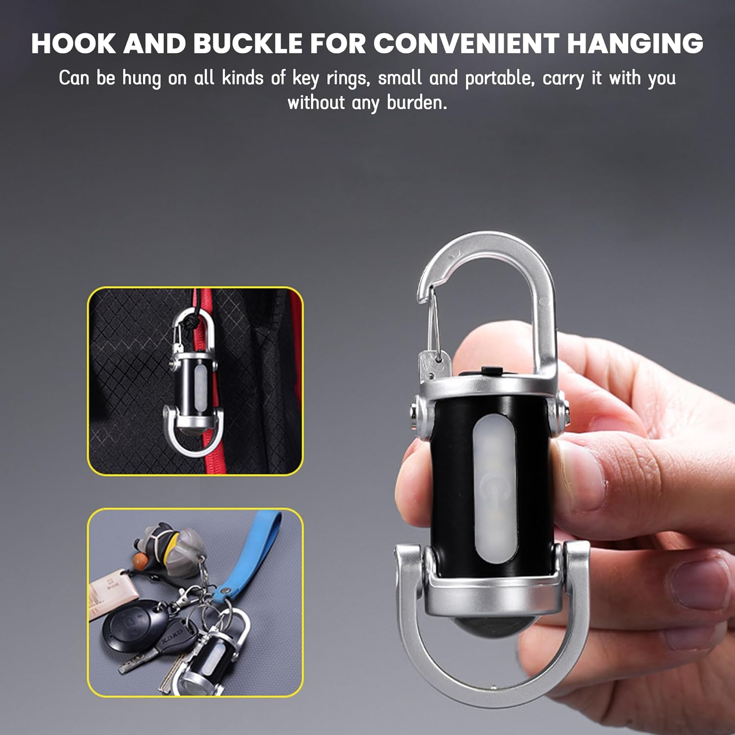 Portable Rechargeable Bright Keychain Flashlight, Small LED Keyring Flashlight, Compact Mini Waterproof Torch with USB Charging, for Hiking, Camping, Emergency, Daily Use (Black) - Black image number 4