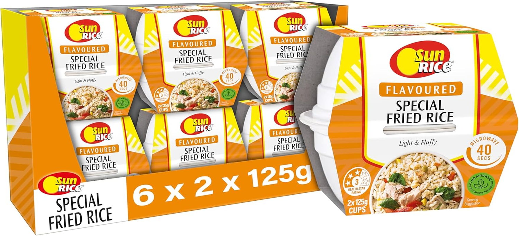 Sunrice Microwave Special Fried Rice Flavoured Rice Cups 6X 2X125G image number 5