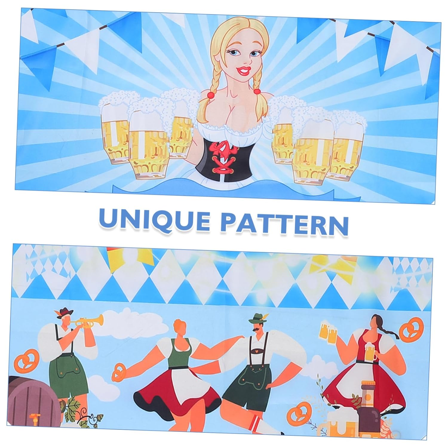 RORPOIR 2Pcs Oktoberfest Bunting Flag Bavarian Blue White Checkered Banner Effortless Decoration for Beer Festival Parties Authentic German Style Party Supplies image number 1
