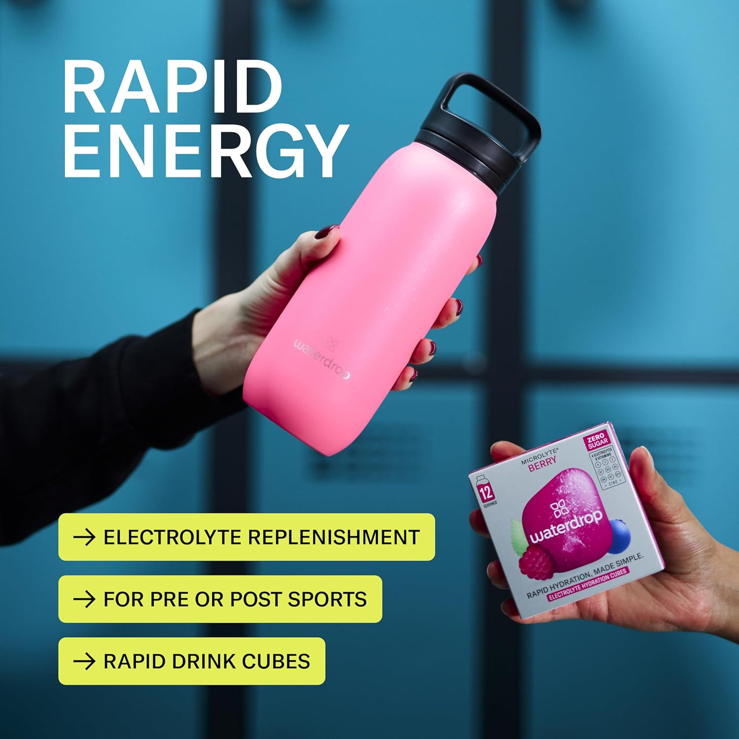 Waterdrop&reg; Microlyte Set, 48 Rapid Hydration Tablets with 4 Electrolytes, 9 Vitamins, Zinc - 4 Flavours - Keto, Gluten-Free, Zero Sugar & Vegan Recovery Drink, Rapid Rehydration, Water Flavouring image number 5