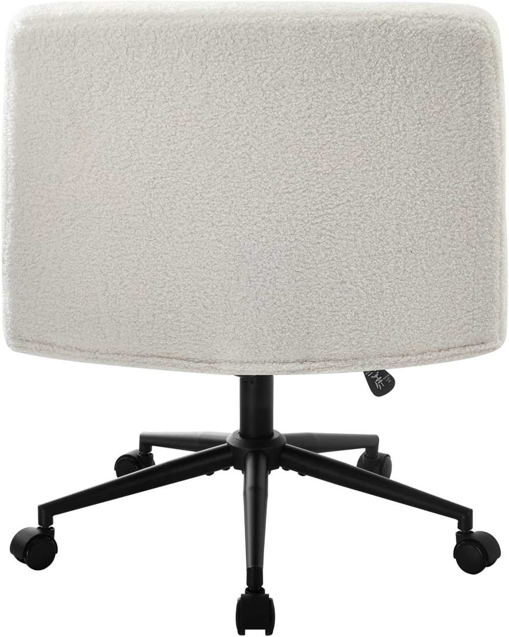 Oikiture Boucle Armless Office Chair with Mid Back and Wide Seat 360 Degree Rotatable Cross Chair White image number 2