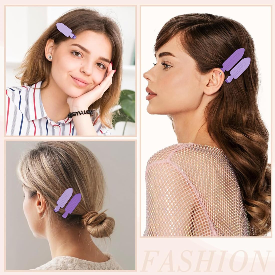GGUFAY Gradient Hair Clip 9 Pieces Hair Clips Simple Y2K Headpiece with round Hair Accessories Gradient 3 Colors (Purple)