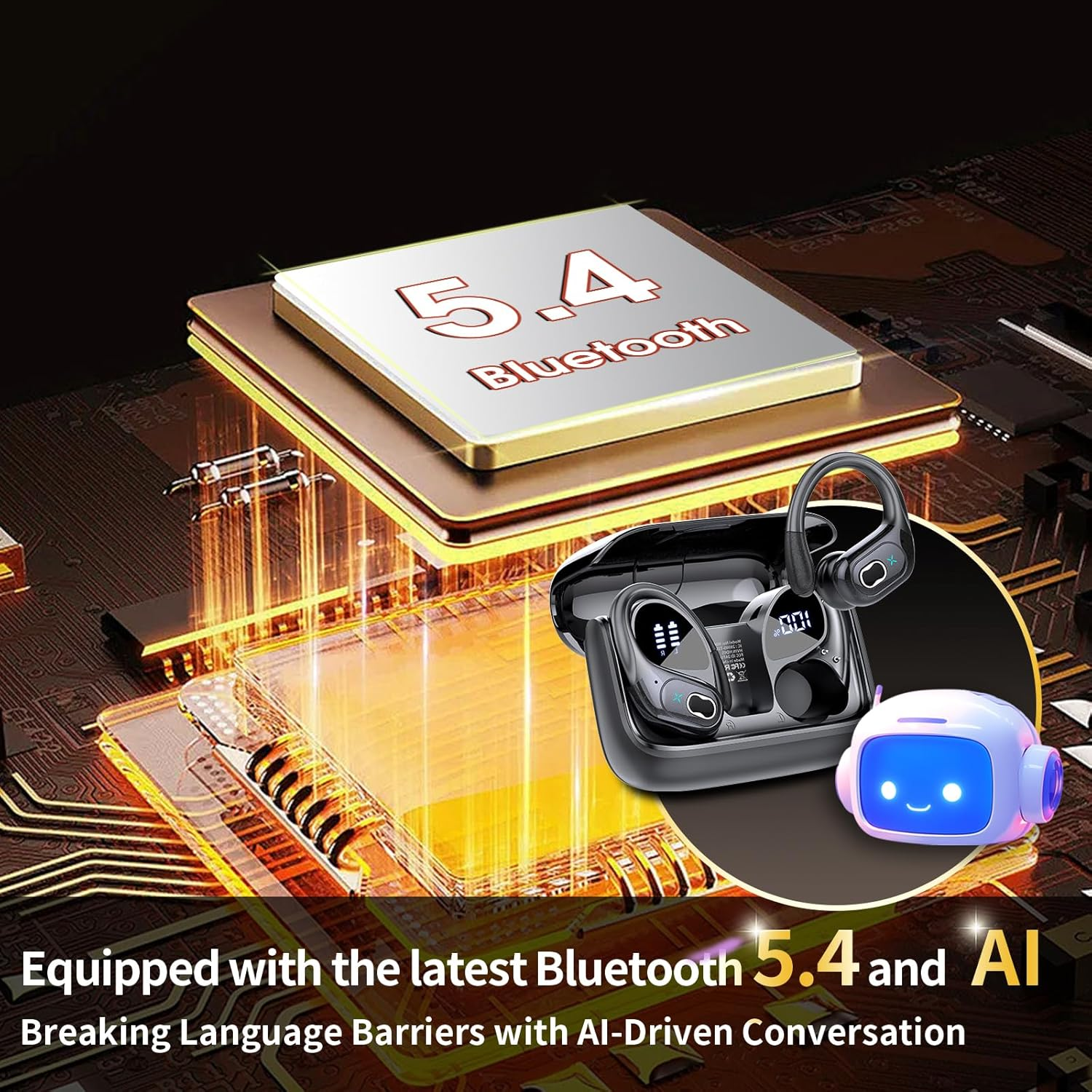 Stecei AI Language Translation Earbuds Real Time, 3-In-1 Translator Earbuds with 6 Translation Modes/164 Language, 75H Bluetooth 5.4 Headphones Translating Device for Travel/Business//Leaning, Black image number 3