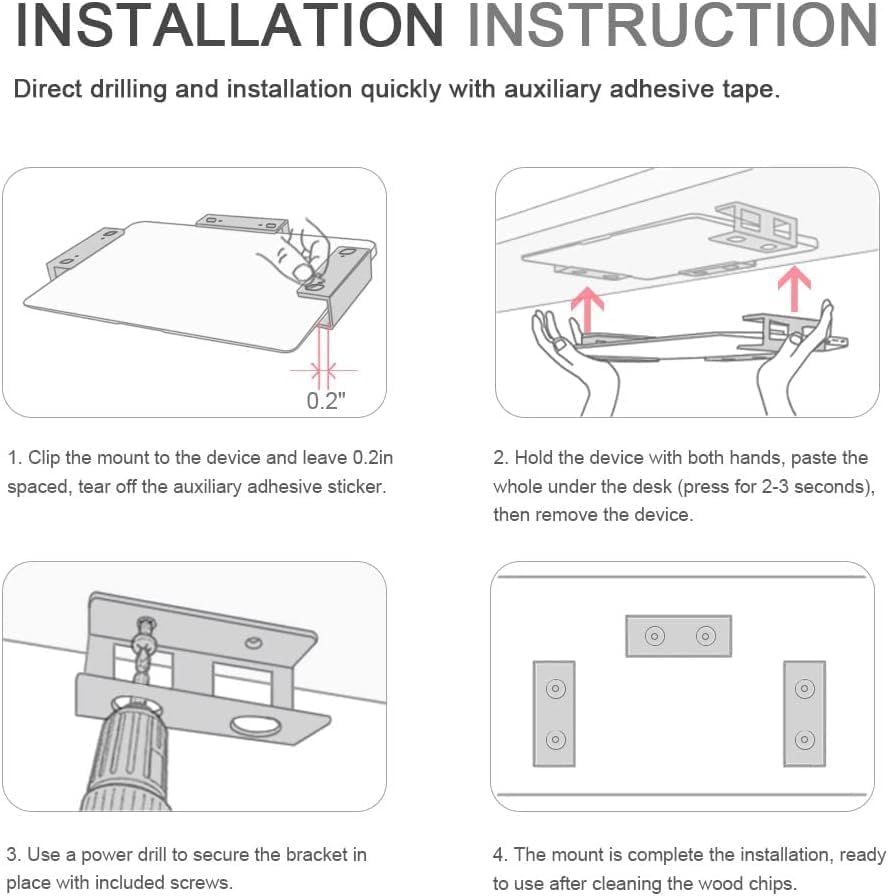 Under Desk Laptop Mount, Adjustable Metal CPU Holder for Laptop, Mac Mini, Macbook, Keyboard - Space-Saving, Anti-Scratch Silicone Padding, Sturdy Design, Easy Installation, Black image number 3