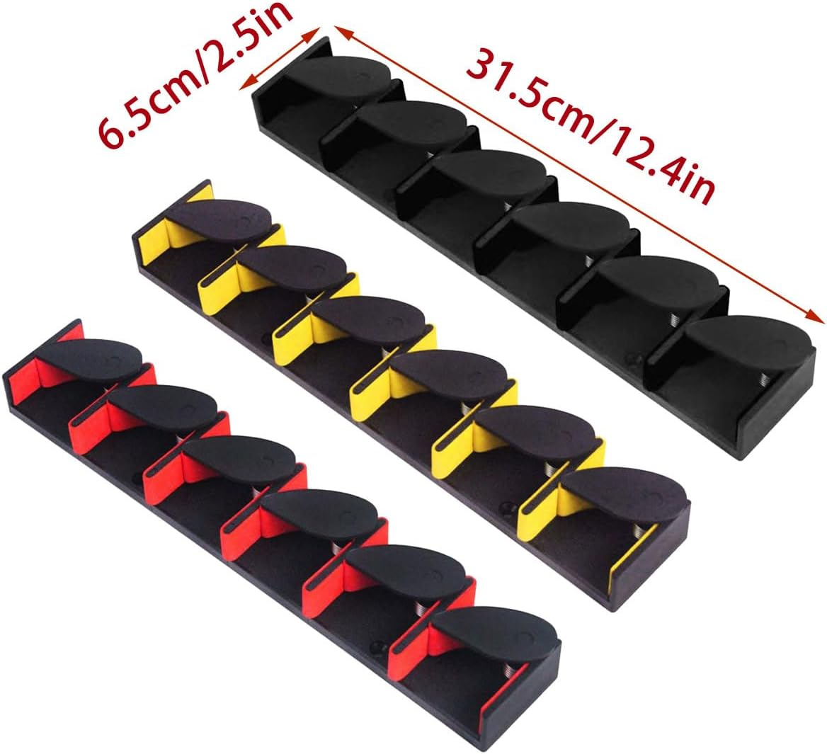 AIMALL Fishing Rod Rack, Holds 6 Rods, Snap - Design Spring Clips, 12.4&times;2.5&times;1.8In, Vertical/Horizontal Mount, Plastic Bracket for Tackle Storage - Yellow image number 3