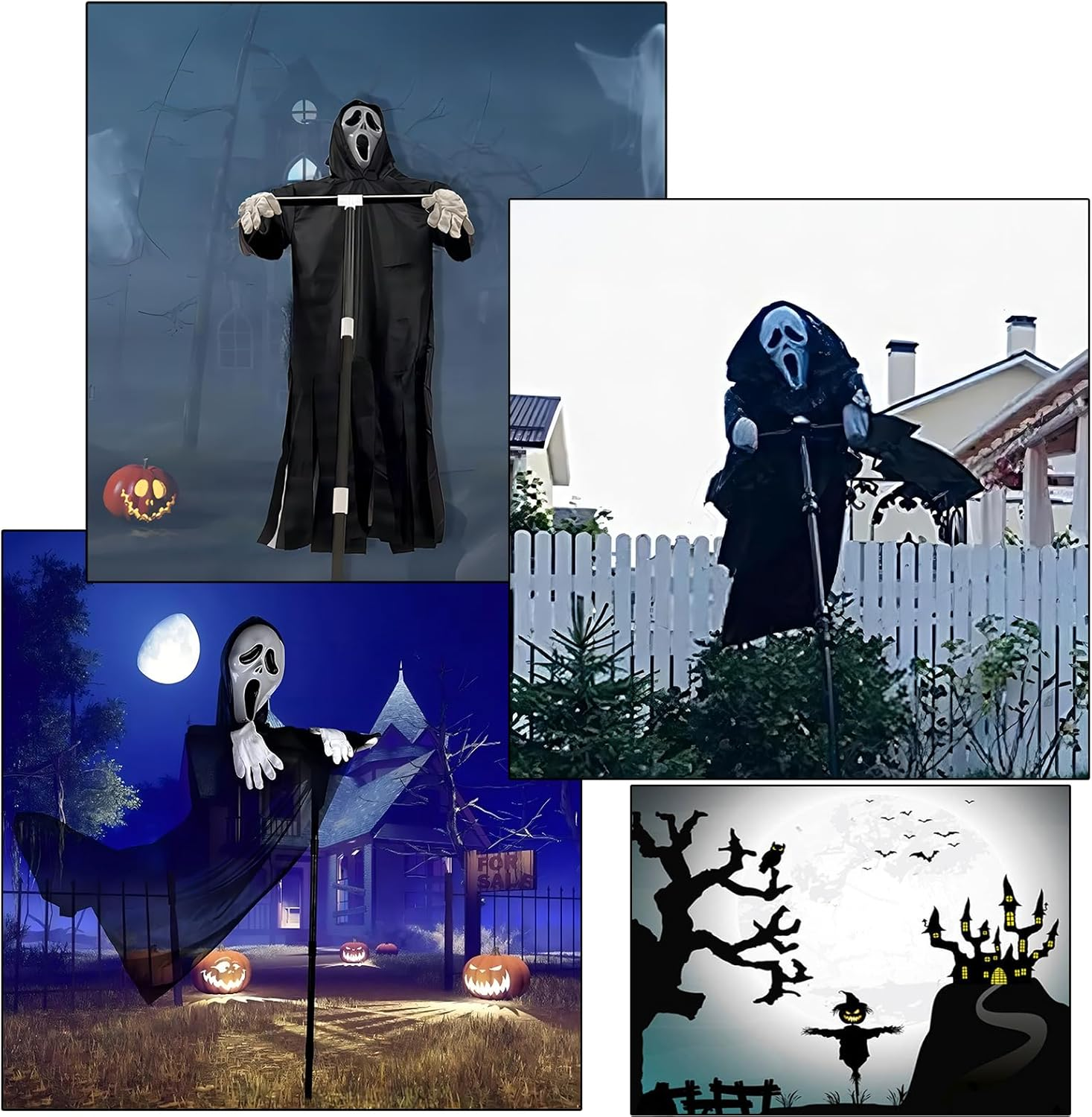 Halloween Scary Ghost, Scarecrow Screaming Death Ghost Flying Decoration for Outdoor, Garden, Porch,Yard, Cosplay Party Etc. image number 3