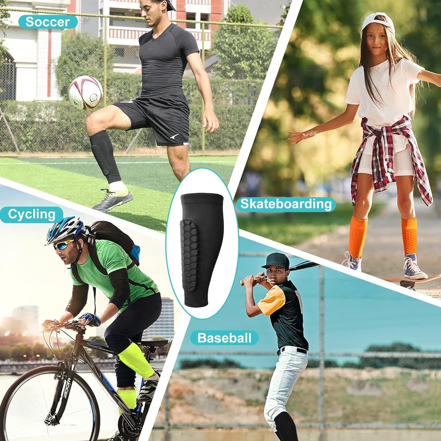 Protective Sleeve 1 Pair Football Shin Pads, Soccer Shin Guards Sleeves Soccer Shin Guards Shin Pads for Adult Calf Compression Sleeve with Honeycomb Pads image number 4