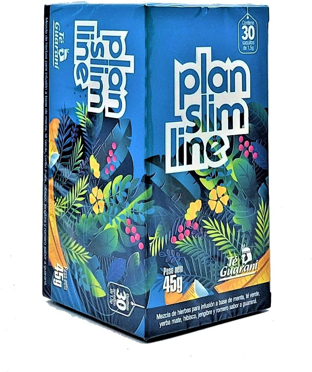 Te Guarani Plan Slim Line Herbal Tea 30 Teabags for Healthy Weight Support, Caffeine Free, Herbal Tea with Green Tea, Mint, Yerba Mate, Hibiscus, Ginger, Rosemary