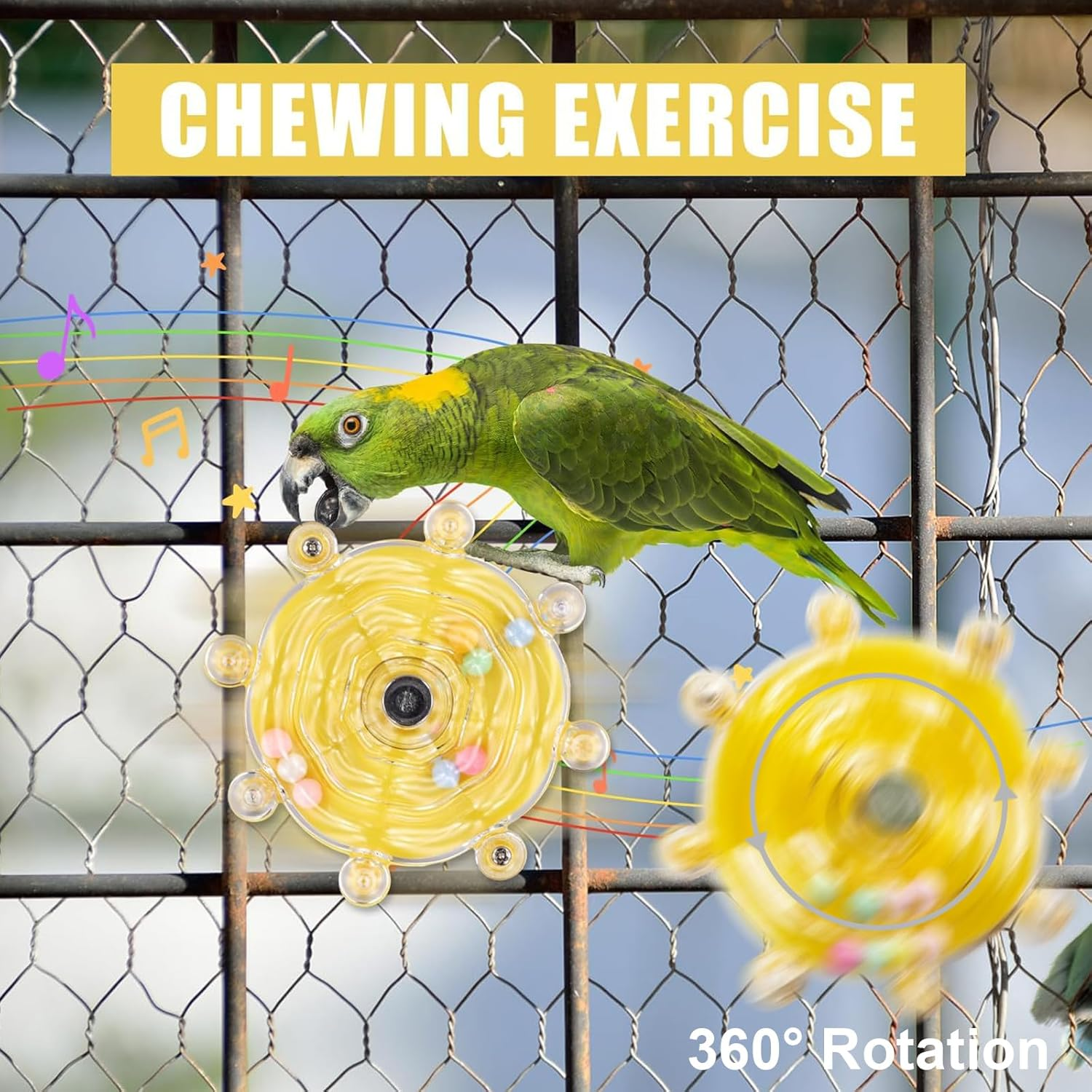 Parrot Spinner Toy, Bird Toys for Parakeets Bird Swivel Wheel Rotating Toys, Bird Spinner Interactive Parrot Toy image number 1