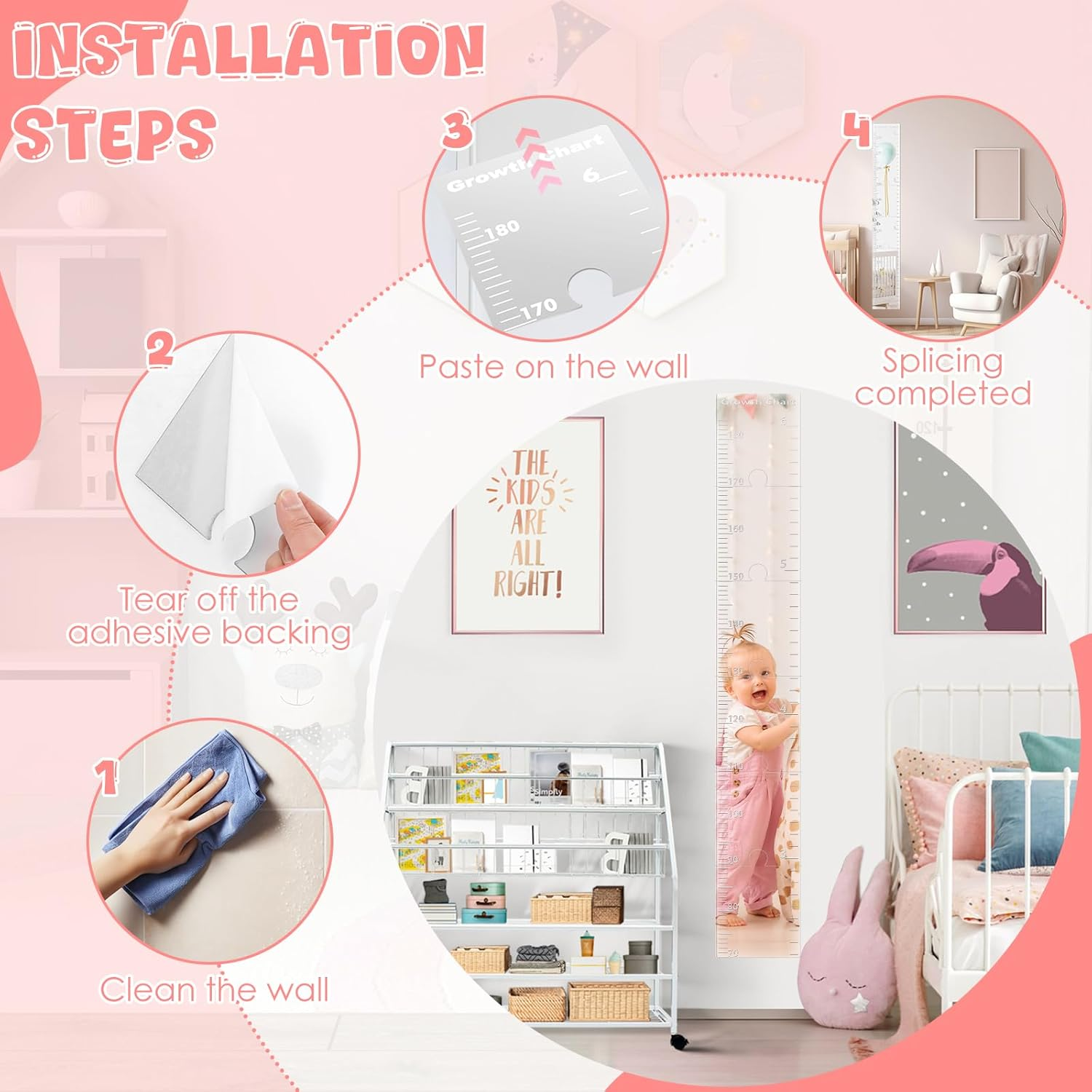 Fwqofvk 3 in 1 Acrylic Mirror Growth Chart for Kids, Decorative Wall Growth Chart Mirror, Puzzle Growth Chart Mirror, Height Measuring Puzzle Mirror for Home Nursery 25X29.5Cm image number 1