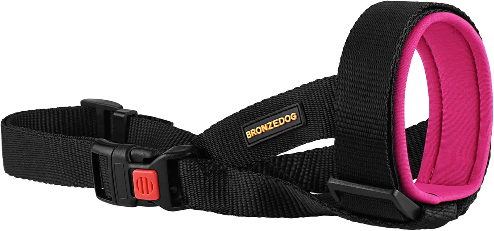 BRONZEDOG Soft Padded Dog Muzzle Adjustable Neoprene Comfort Bitting Chewing Pet Muzzles for Small Medium Large Dogs Puppy (S, Snout Strap 6"-9", Pink) image number 2